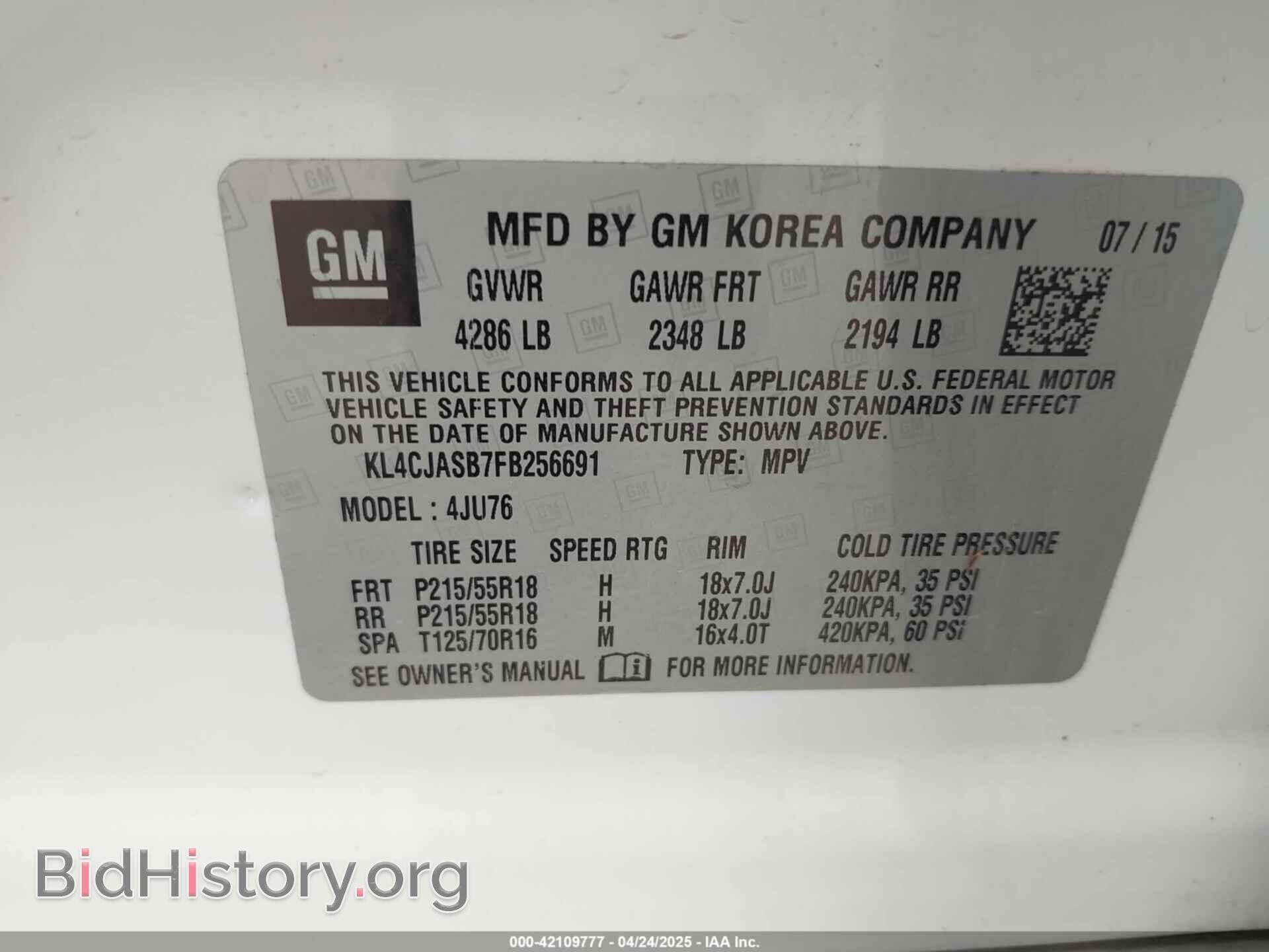 2015 BUICK ENCORE - VIN: KL4CJASB7FB256691 - Фото 9