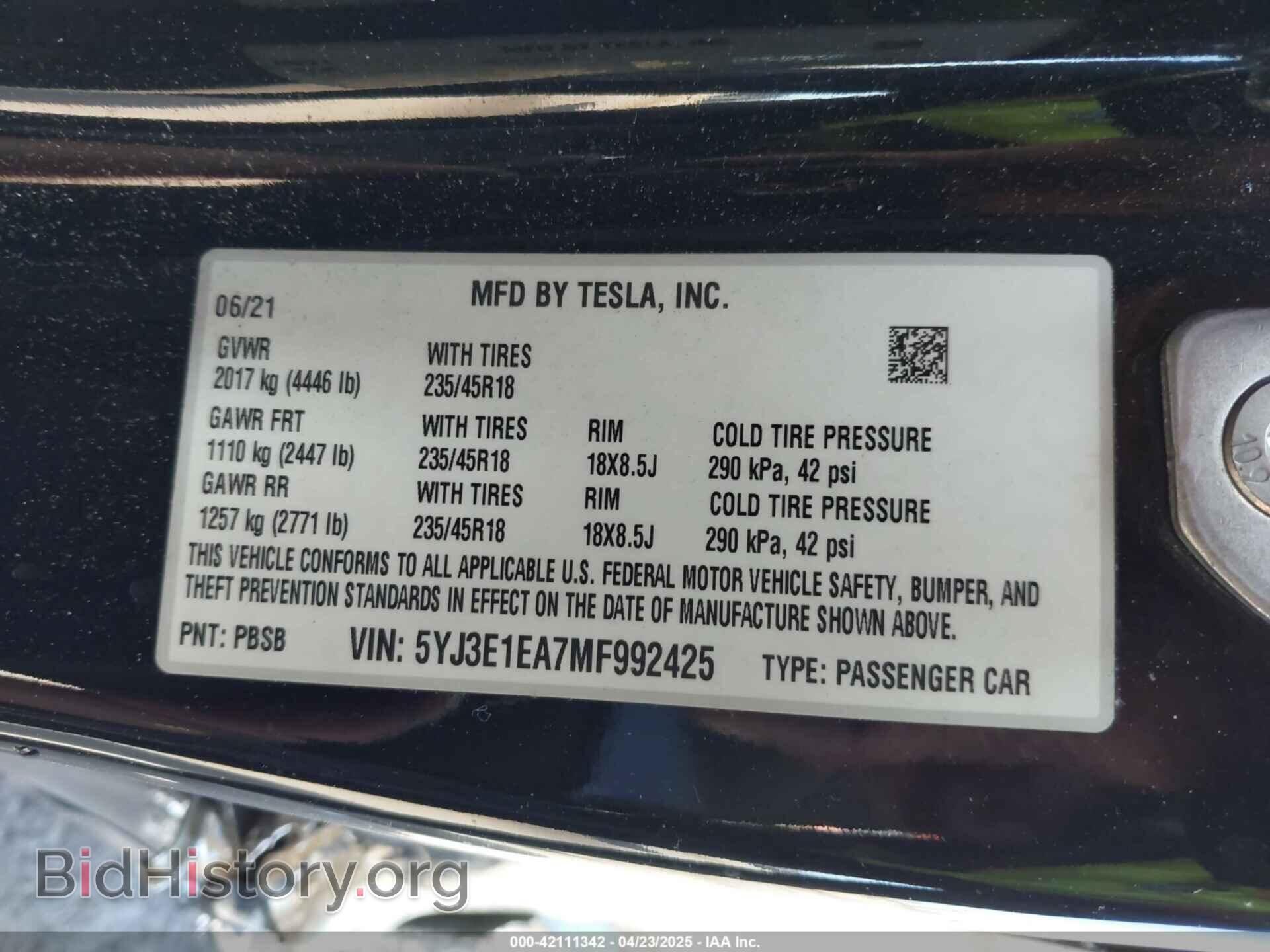 2021 TESLA MODEL 3 - VIN: 5YJ3E1EA7MF992425 - Photo 9