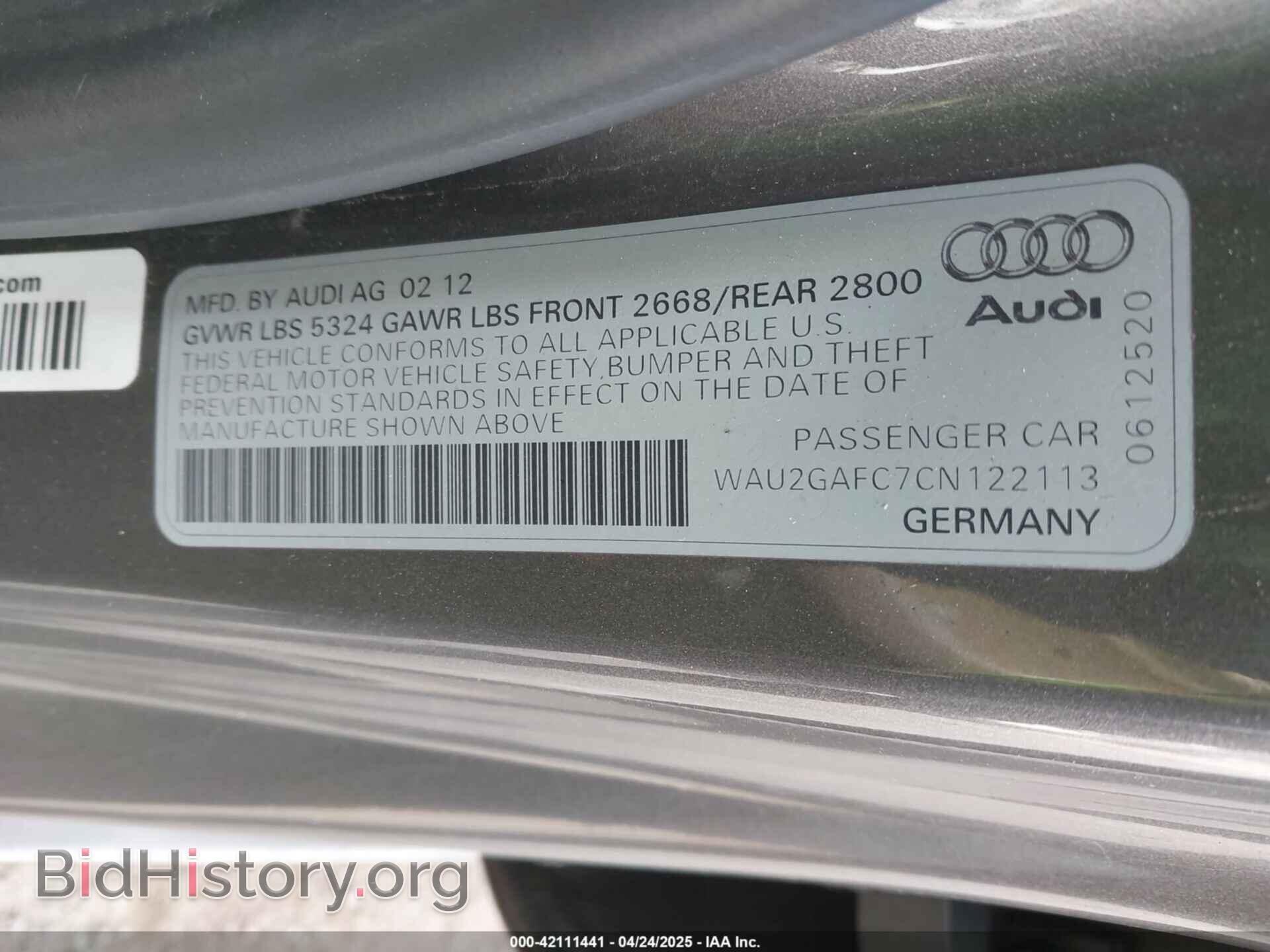 2012 AUDI A7 - VIN: WAU2GAFC7CN122113 - Фото 9