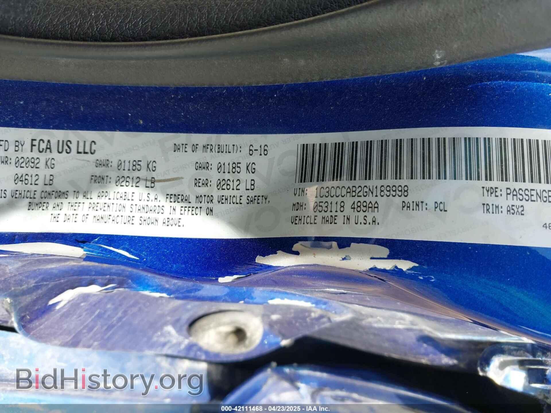 2016 CHRYSLER 200 - VIN: 1C3CCCAB2GN189998 - Фото 9