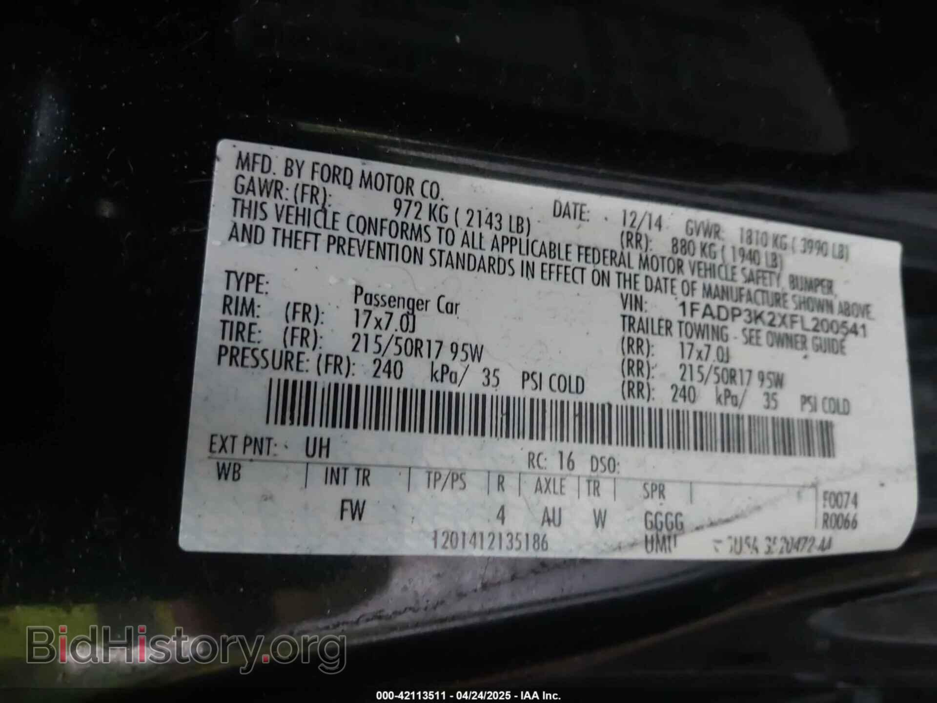 2015 FORD FOCUS - VIN: 1FADP3K2XFL200541 - Фото 9