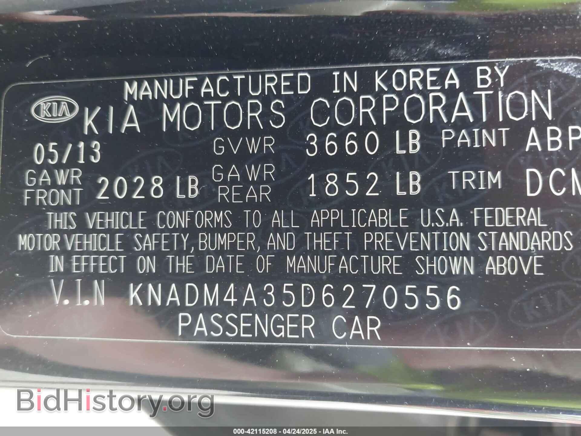 2013 KIA RIO - VIN: KNADM4A35D6270556 - Фото 9