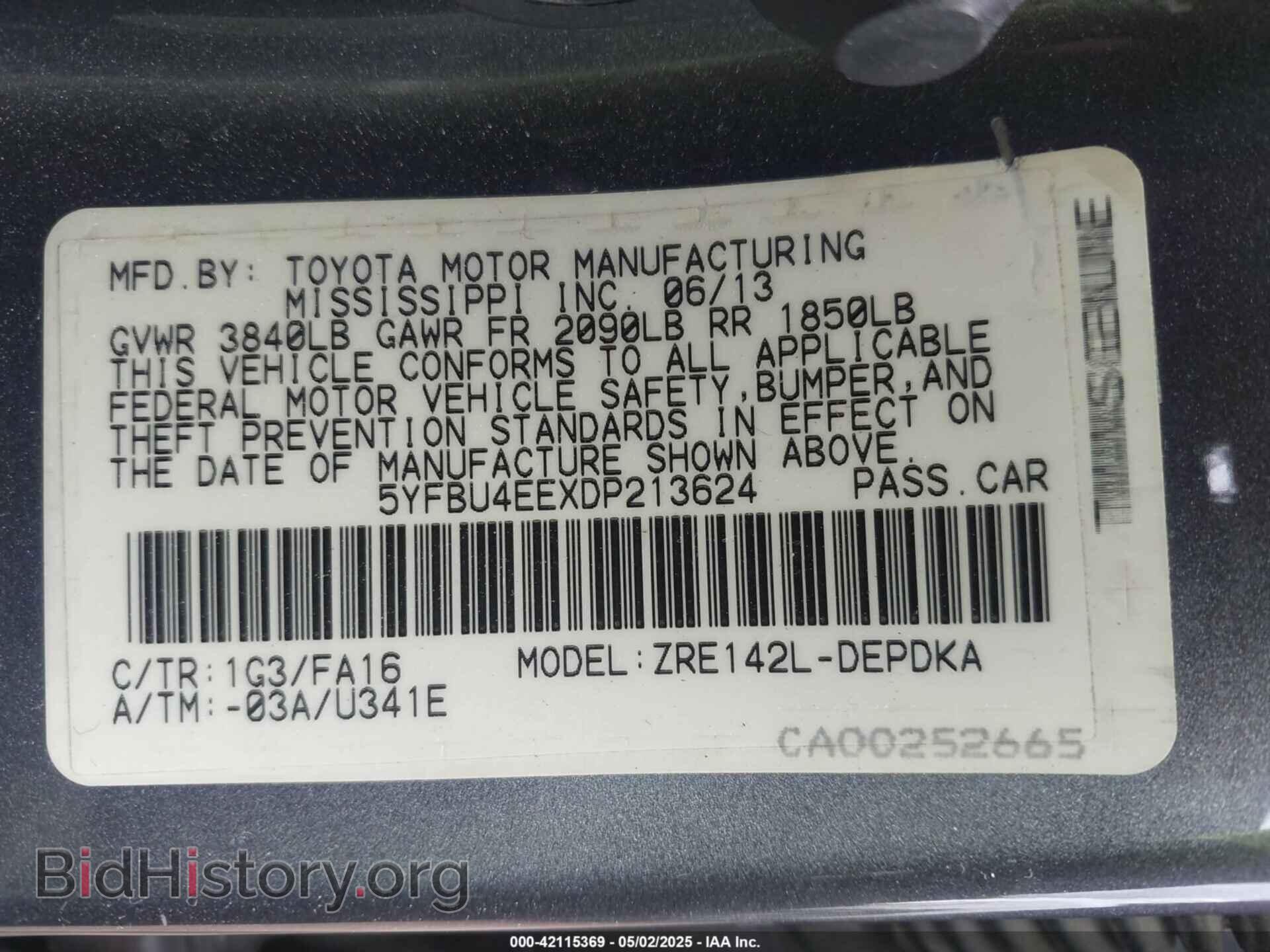 2013 TOYOTA COROLLA - VIN: 5YFBU4EEXDP213624 - Фото 9