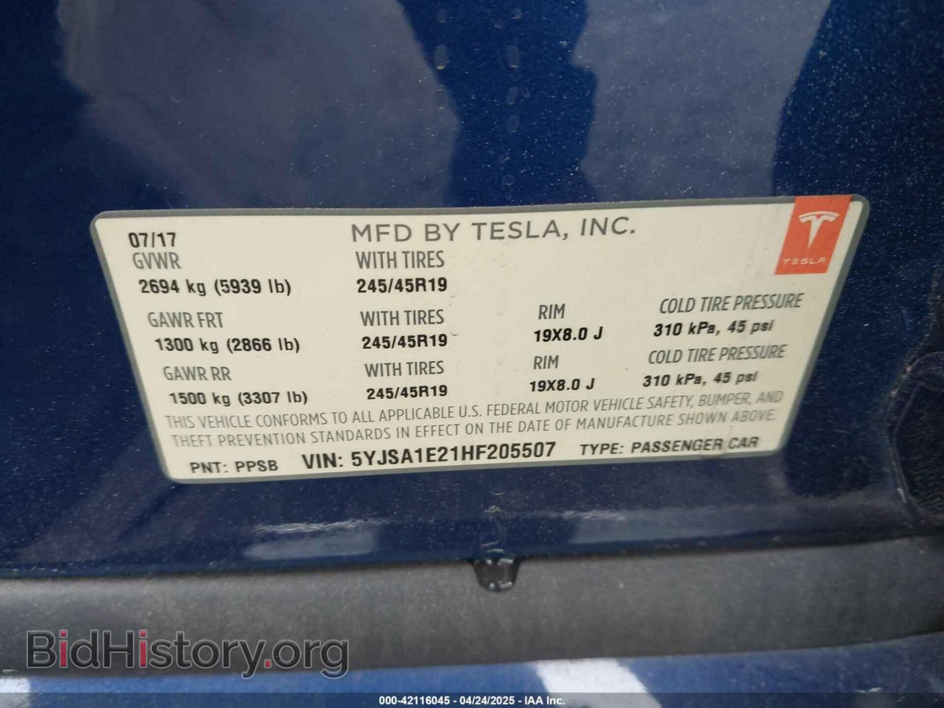 2017 TESLA MODEL S - VIN: 5YJSA1E21HF205507 - Photo 9