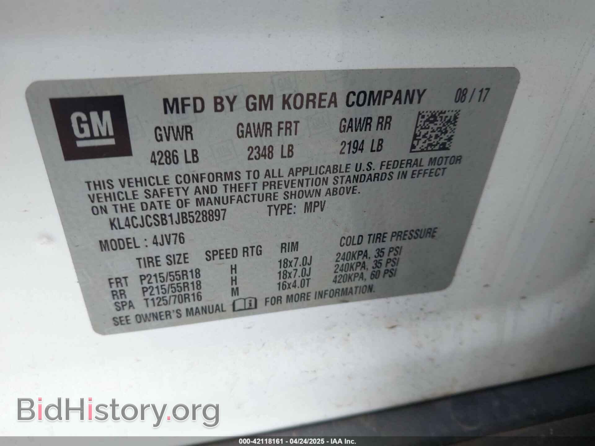 2018 BUICK ENCORE - VIN: KL4CJCSB1JB528897 - Photo 9