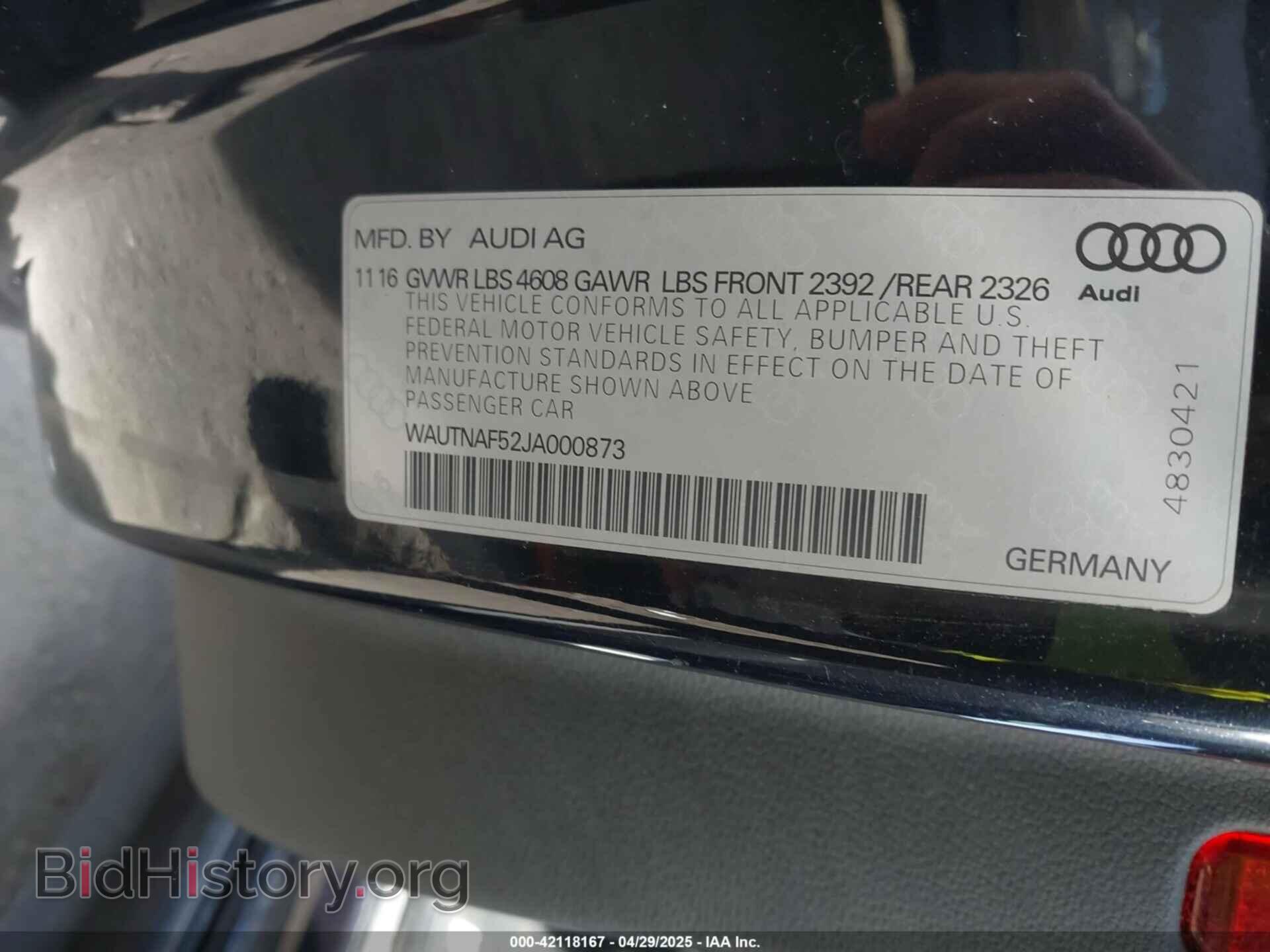 2018 AUDI A5 - VIN: WAUTNAF52JA000873 - Фото 9