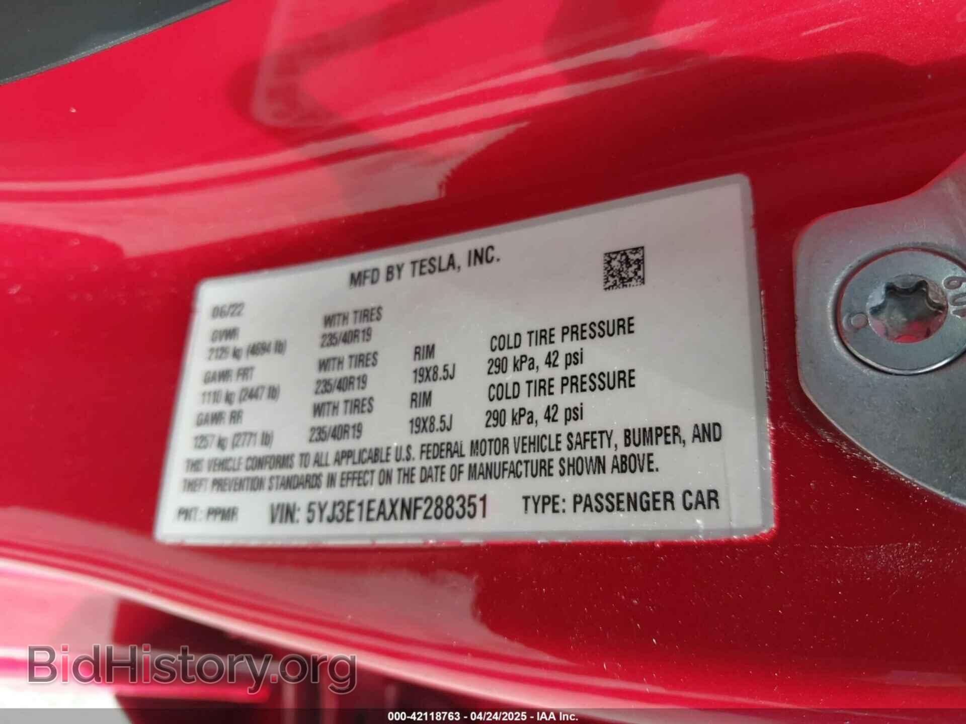 2022 TESLA MODEL 3 - VIN: 5YJ3E1EAXNF288351 - Фото 9