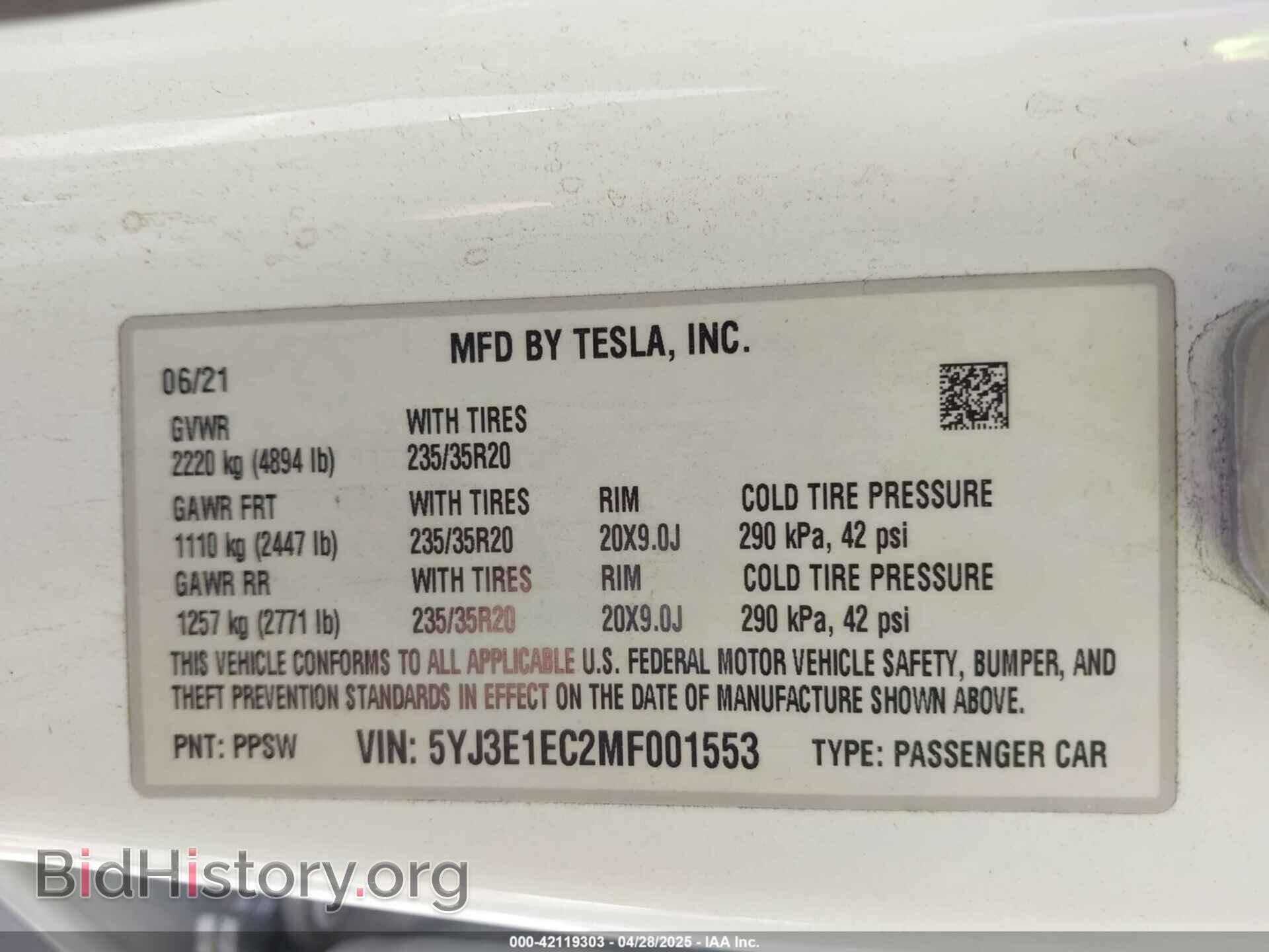 2021 TESLA MODEL 3 - VIN: 5YJ3E1EC2MF001553 - Photo 9