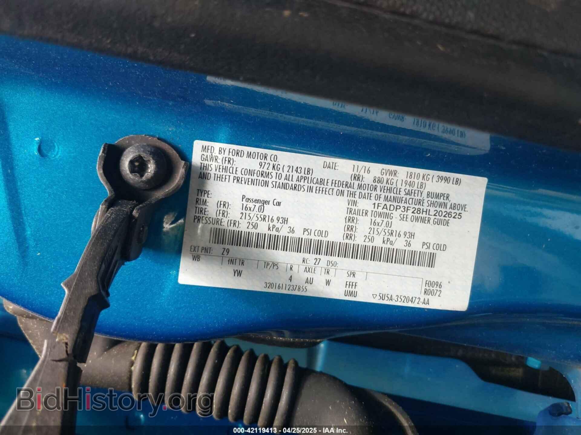 2017 FORD FOCUS - VIN: 1FADP3F28HL202625 - Фото 9