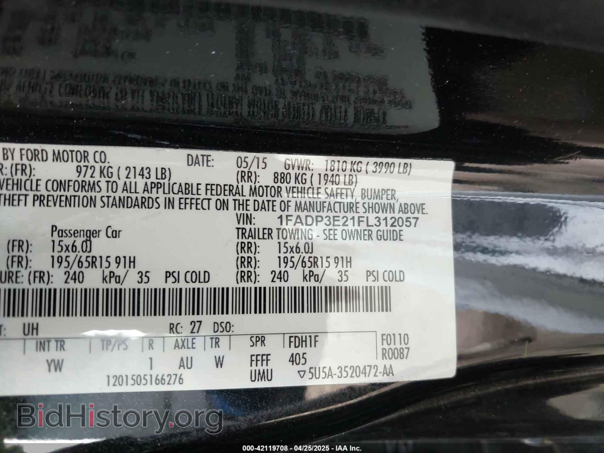 2015 FORD FOCUS - VIN: 1FADP3E21FL312057 - Фото 9