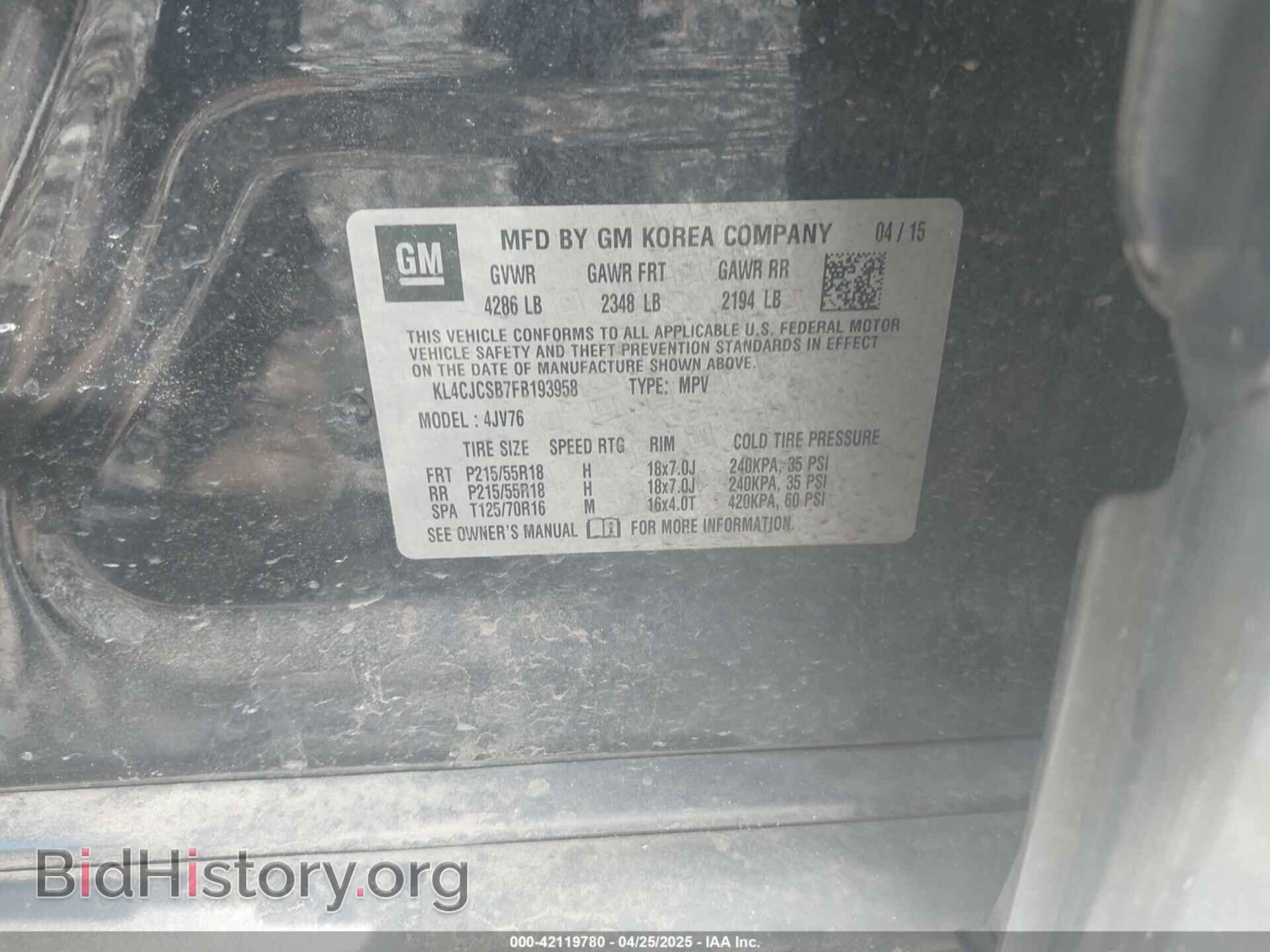 2015 BUICK ENCORE - VIN: KL4CJCSB7FB193958 - Photo 9