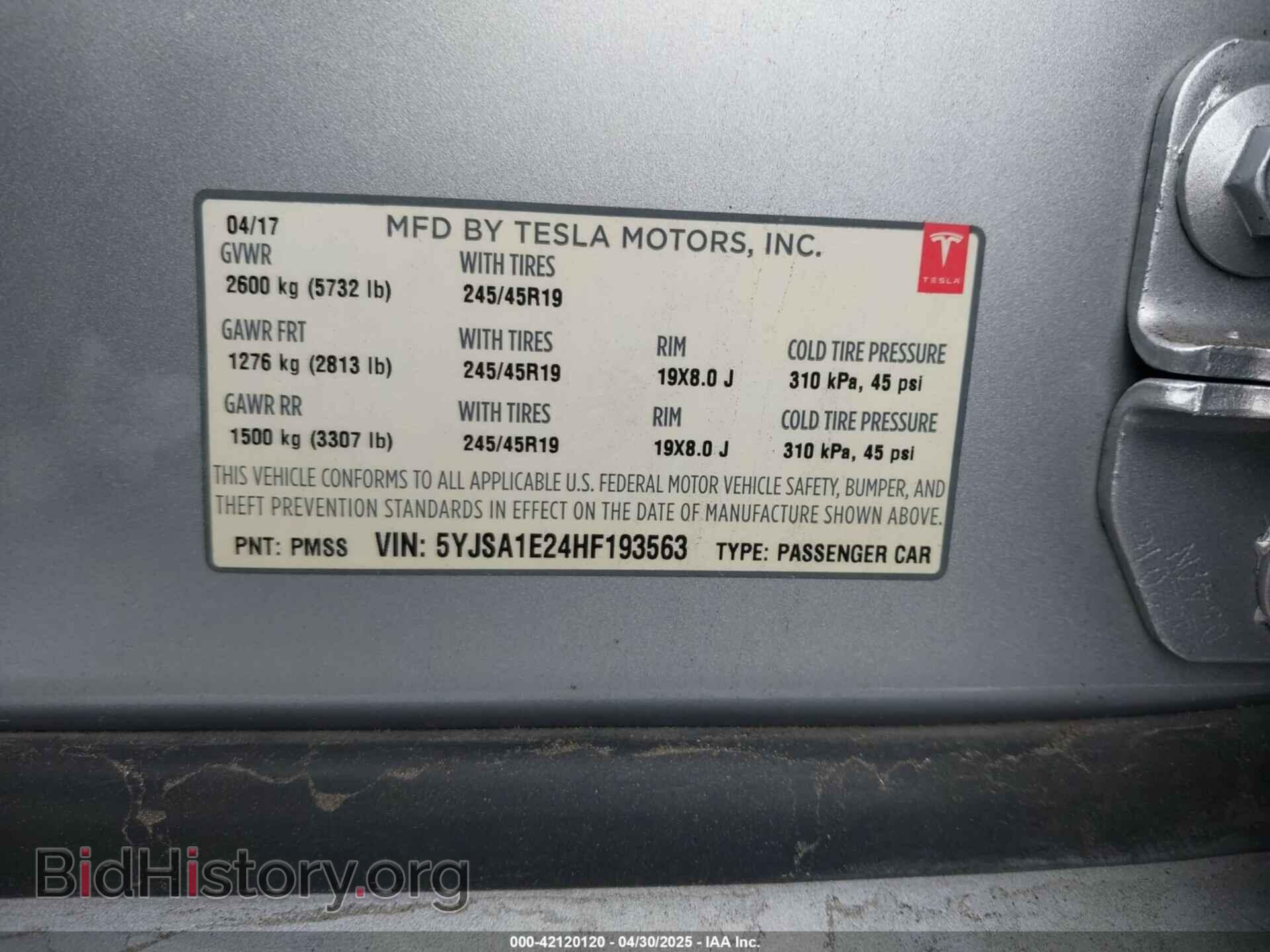 2017 TESLA MODEL S - VIN: 5YJSA1E24HF193563 - Photo 9