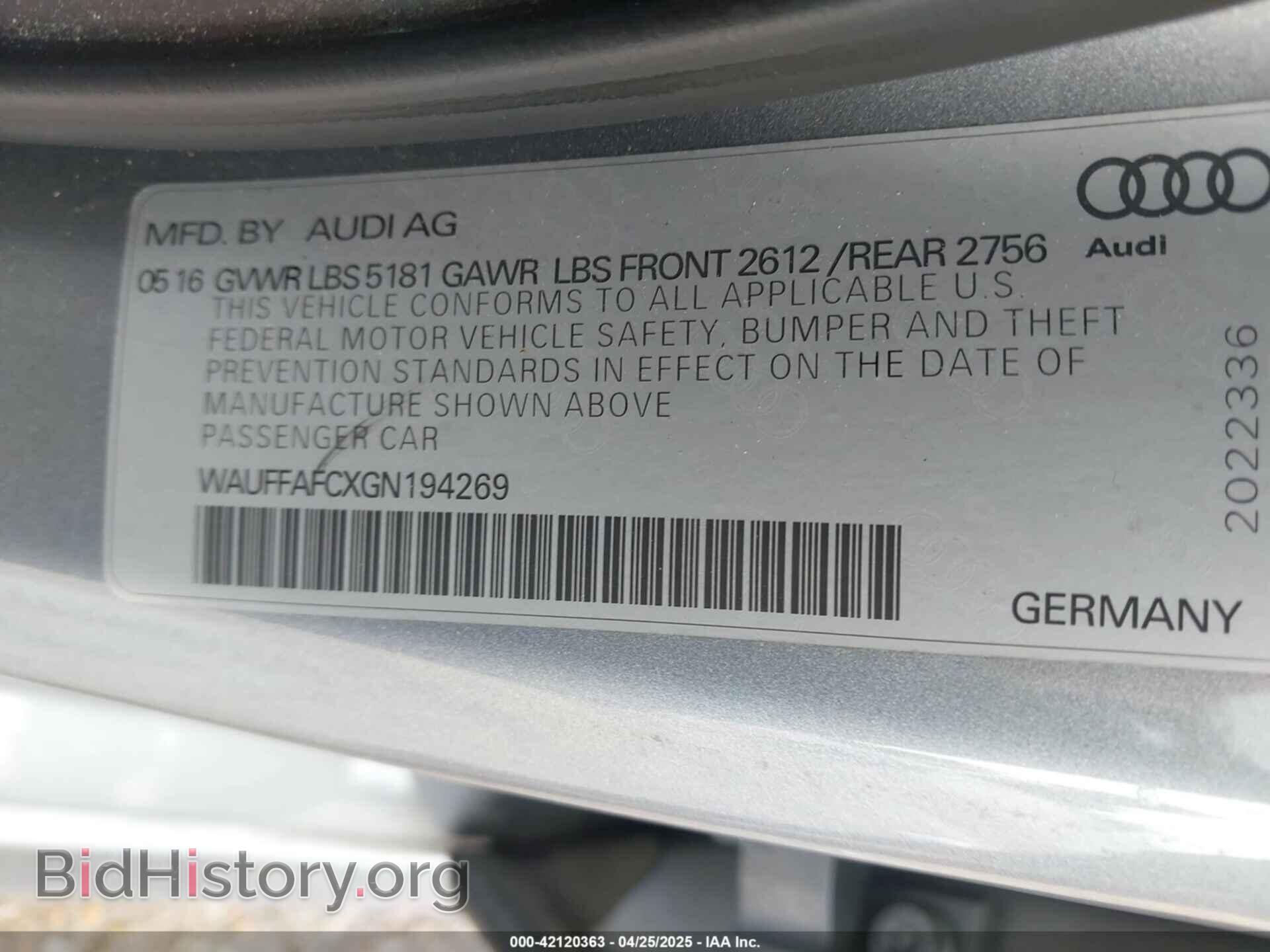 2016 AUDI A6 - VIN: WAUFFAFCXGN194269 - Фото 9