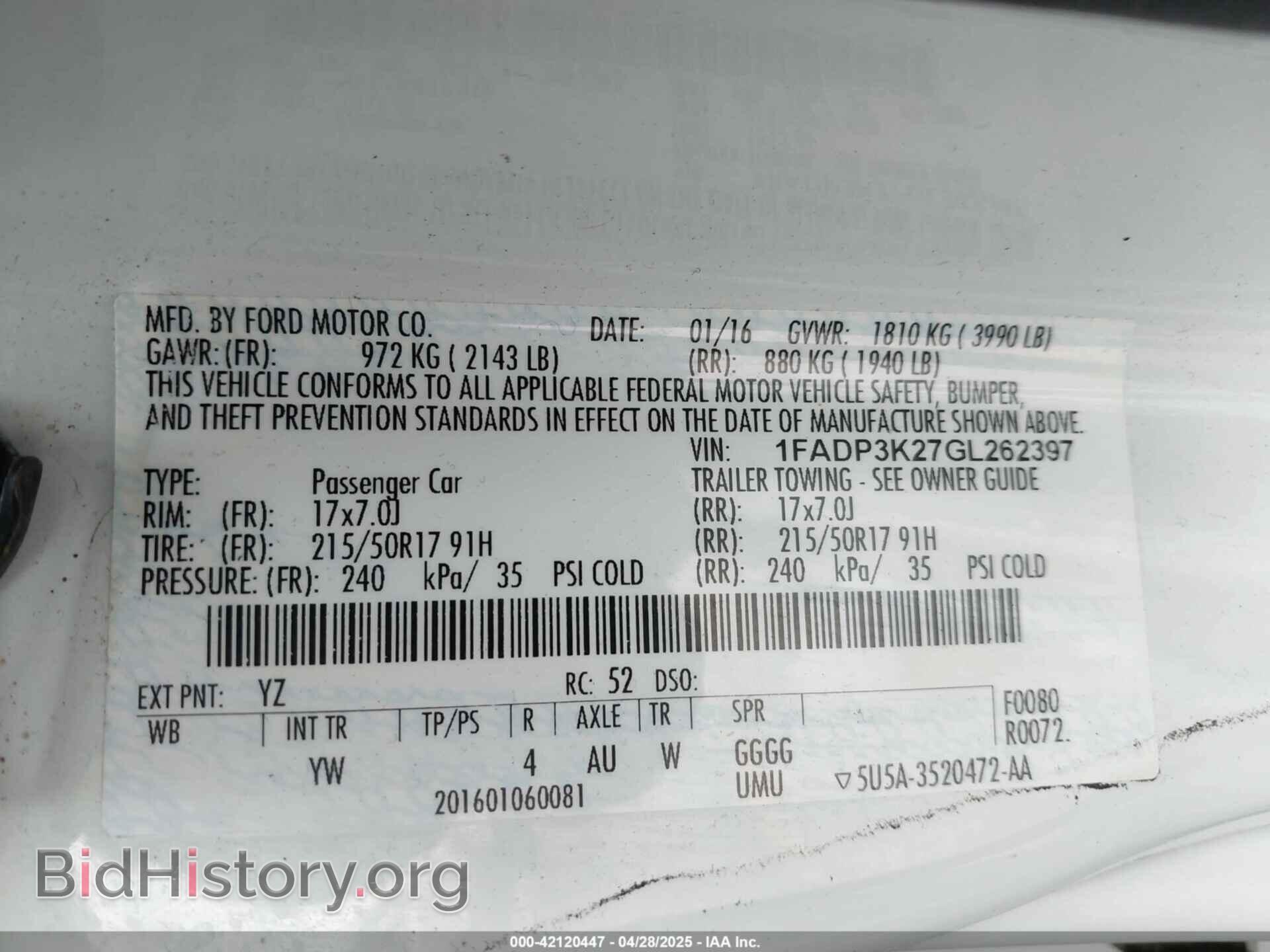 2016 FORD FOCUS - VIN: 1FADP3K27GL262397 - Фото 9