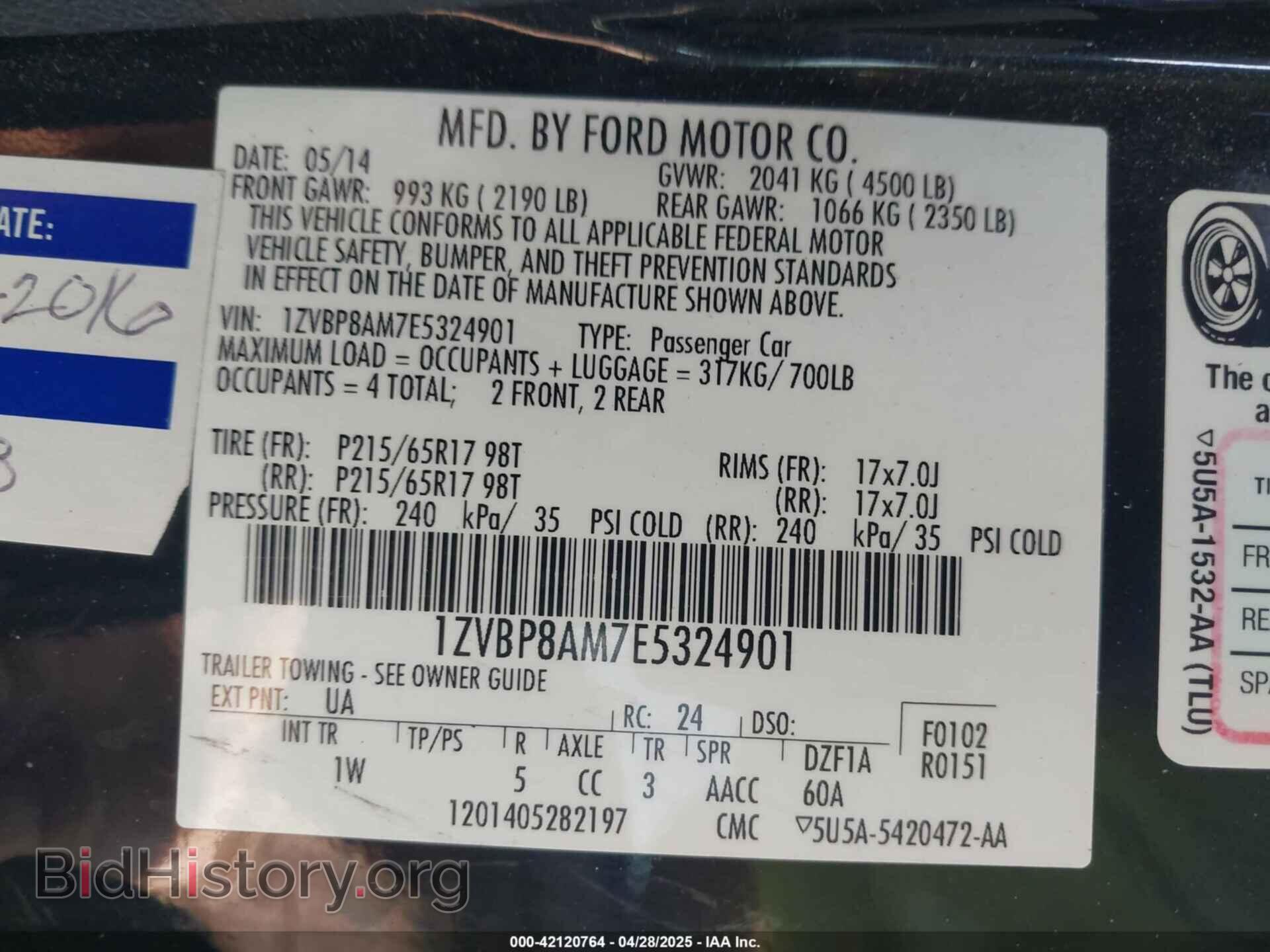 2014 FORD MUSTANG - VIN: 1ZVBP8AM7E5324901 - Фото 9