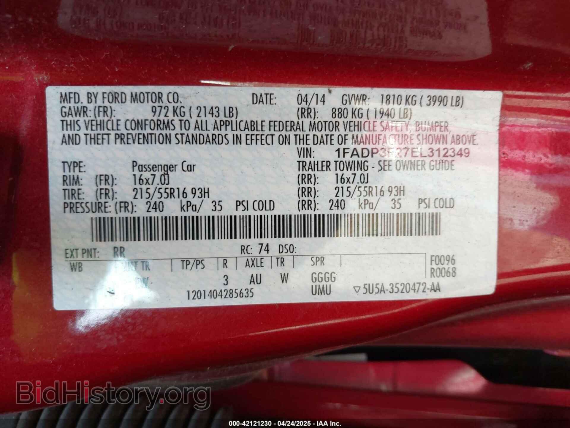 2014 FORD FOCUS - VIN: 1FADP3F27EL312349 - Фото 9