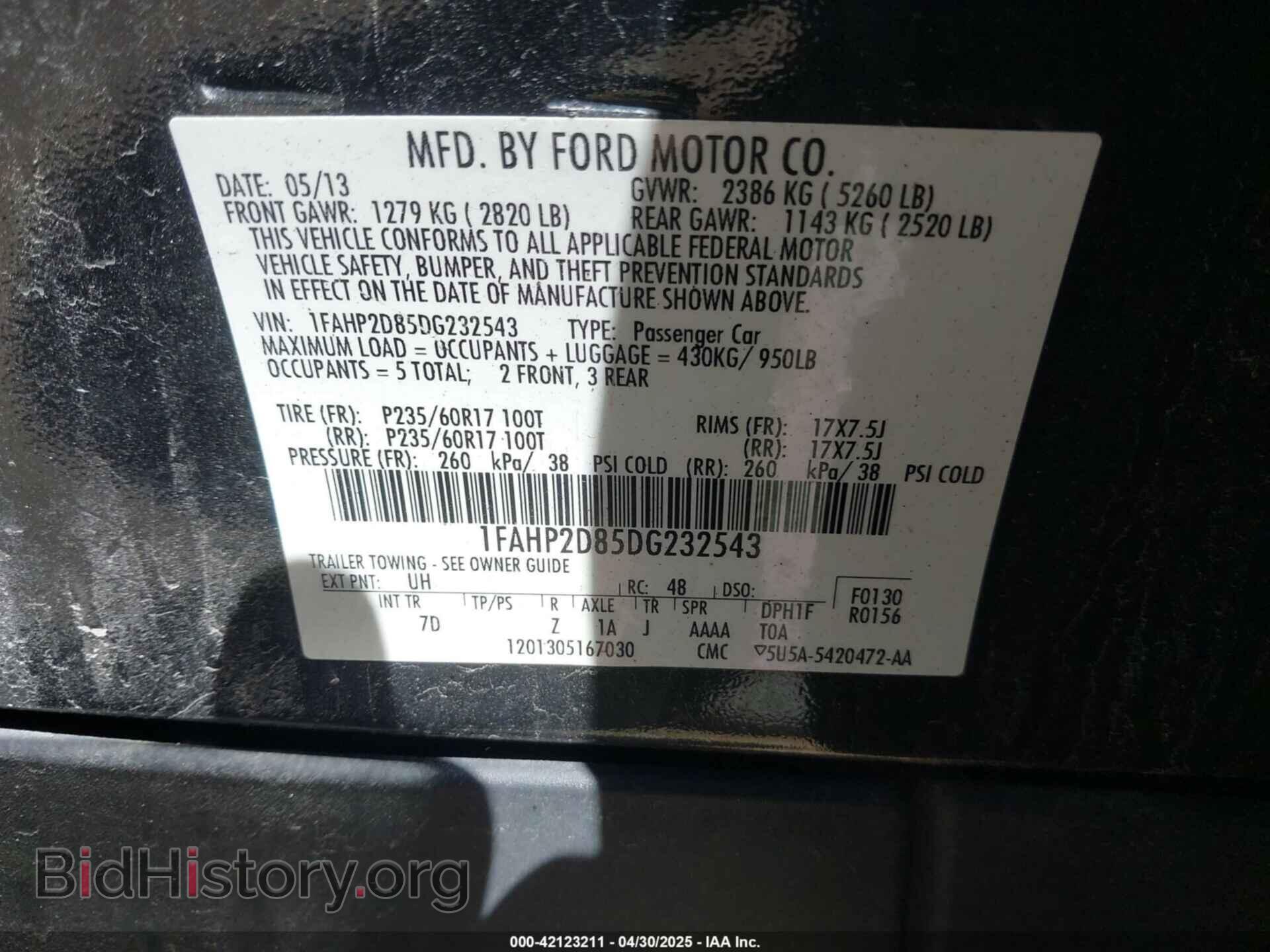 2013 FORD TAURUS - VIN: 1FAHP2D85DG232543 - Фото 9