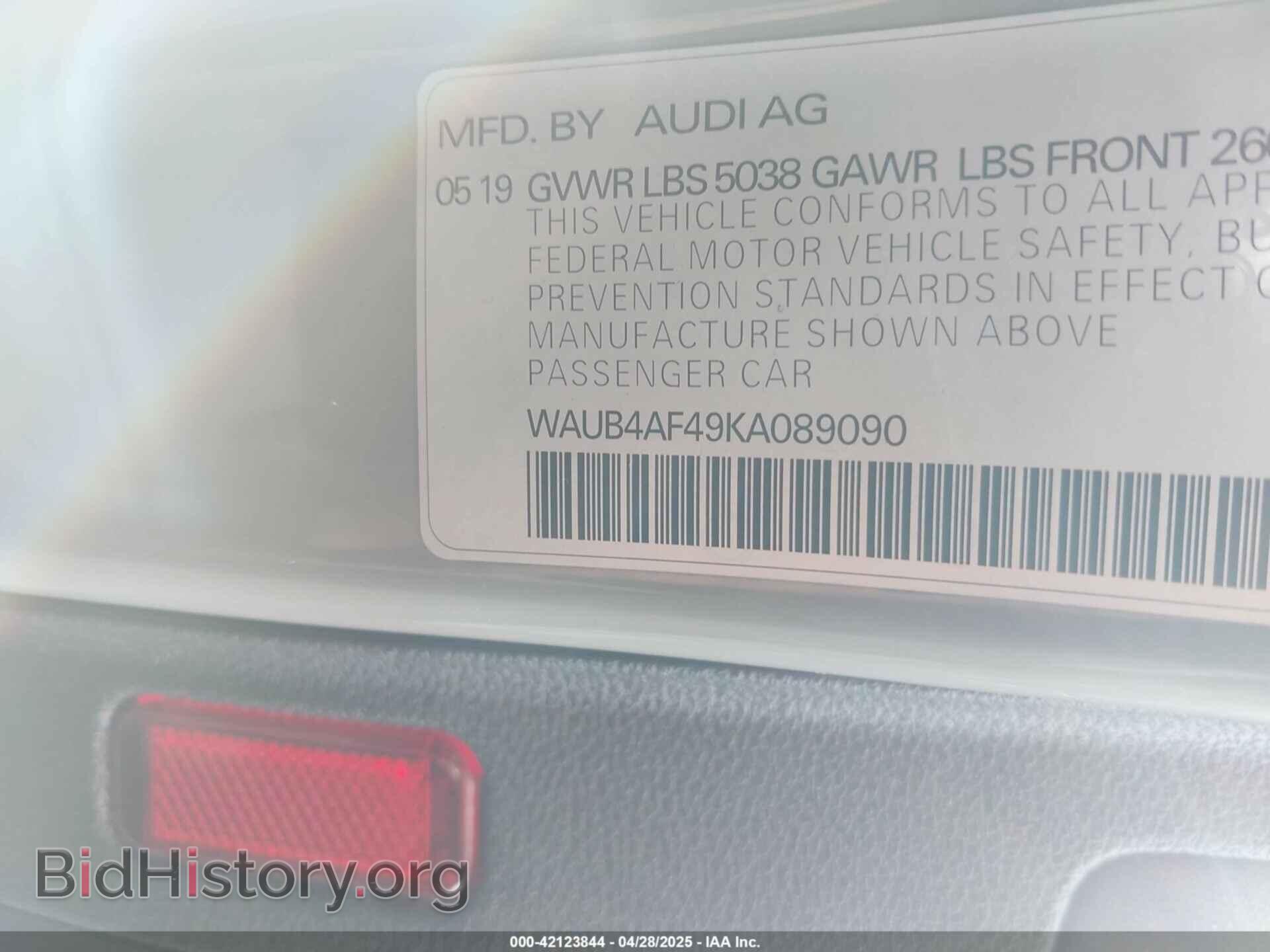 2019 AUDI S4 - VIN: WAUB4AF49KA089090 - Фото 9