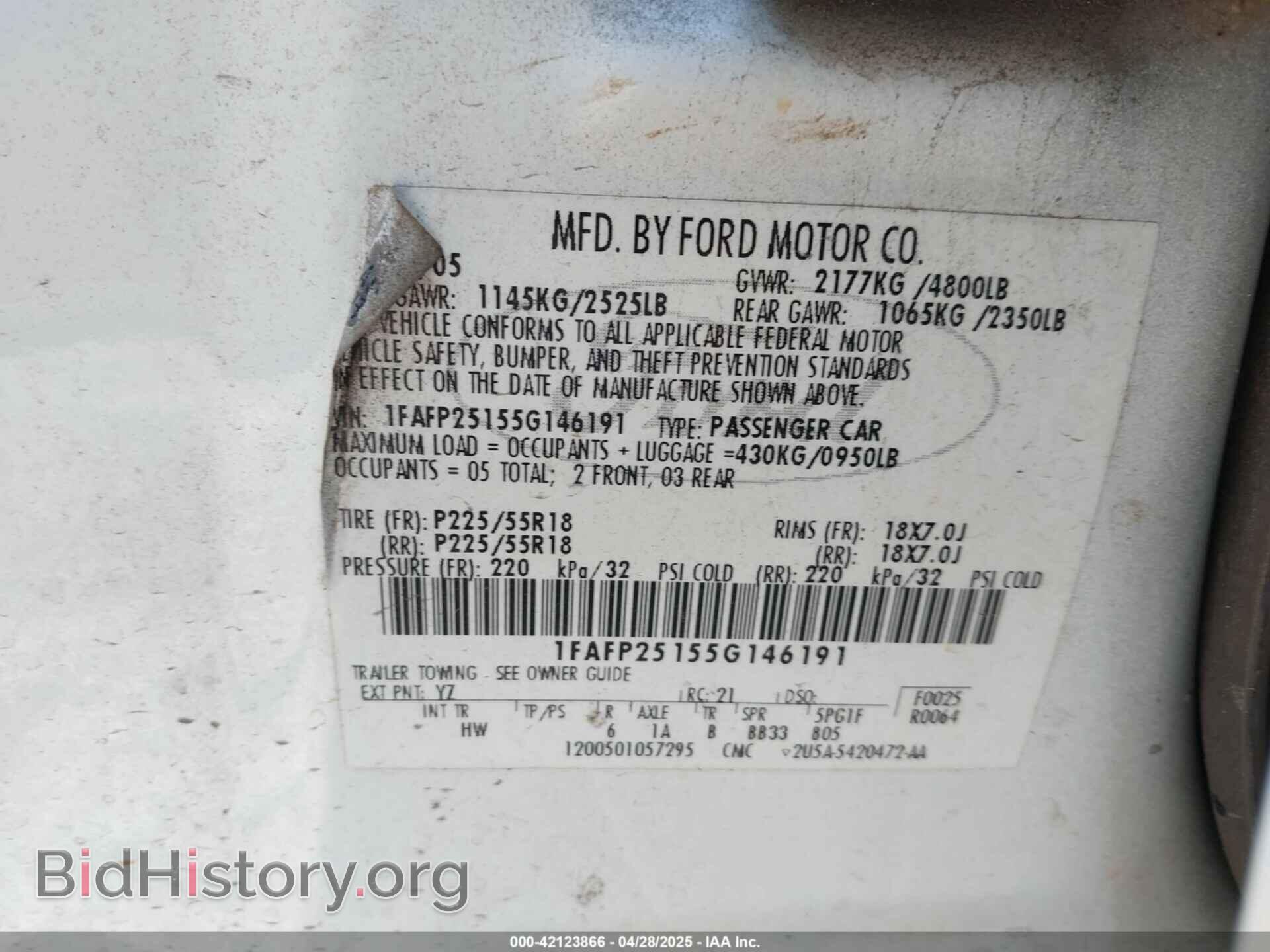 2005 FORD FIVE HUNDRED - VIN: 1FAFP25155G146191 - Photo 9