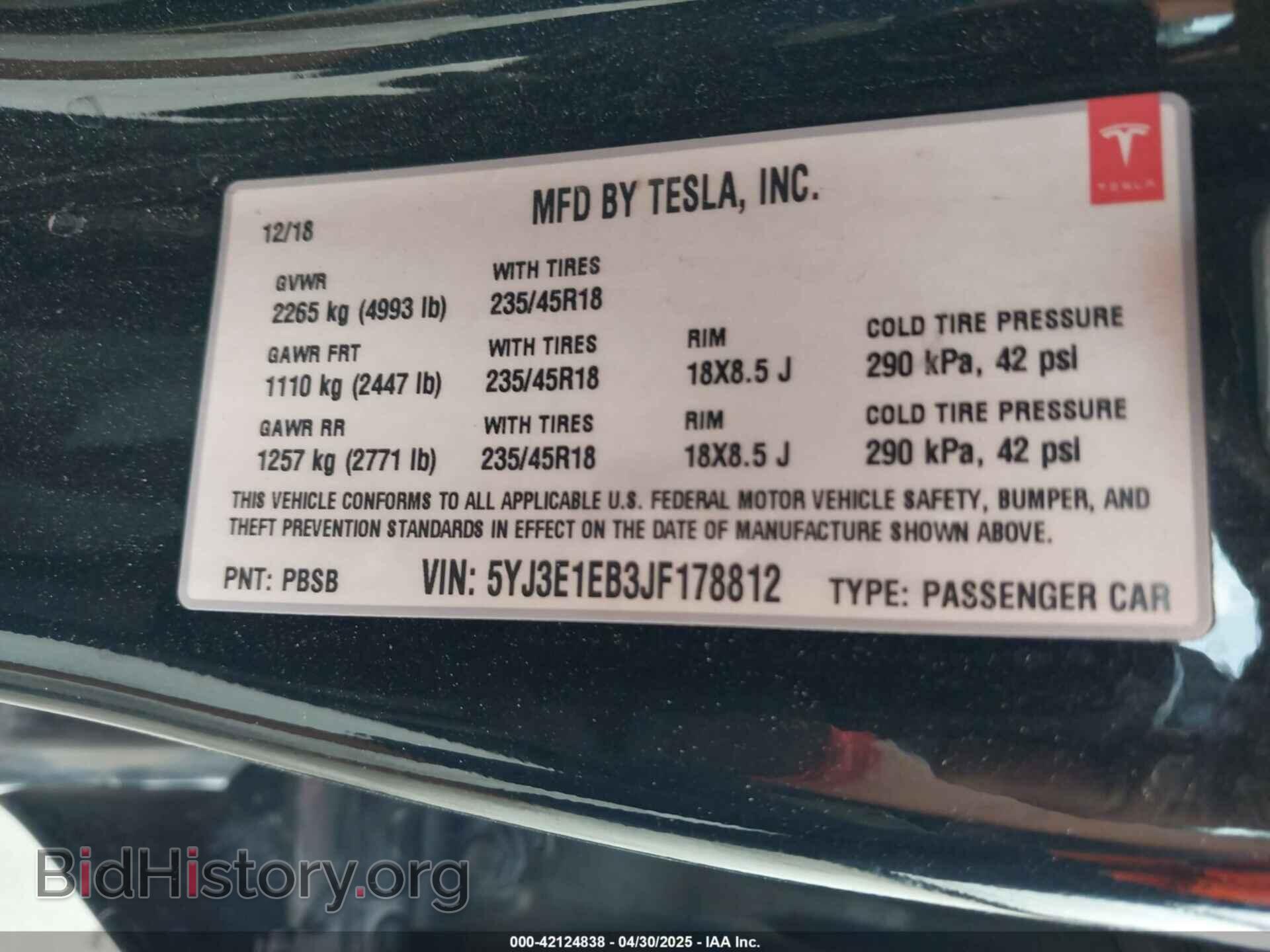 2018 TESLA MODEL 3 - VIN: 5YJ3E1EB3JF178812 - Photo 9