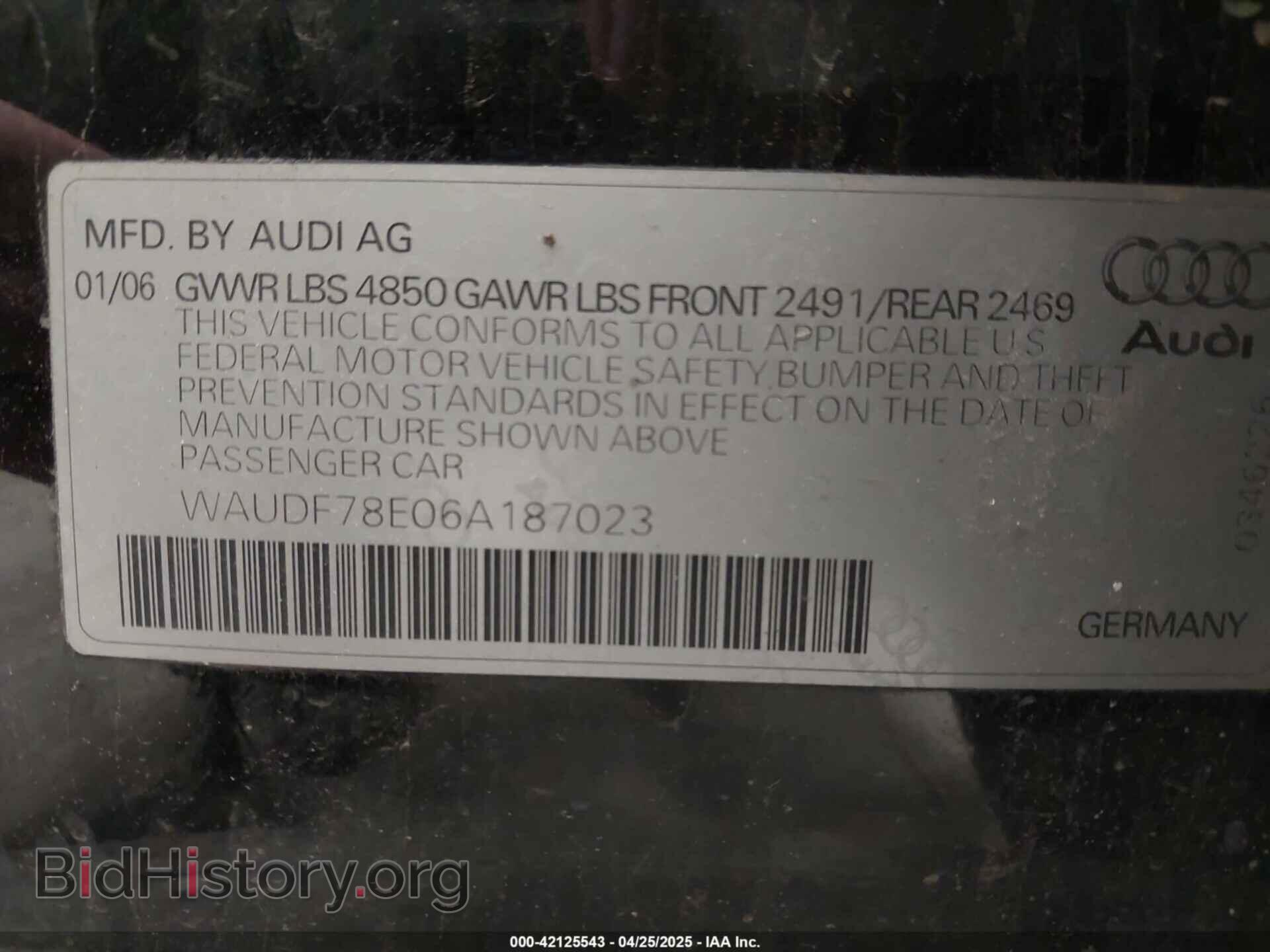 2006 AUDI A4 - VIN: WAUDF78E06A187023 - Фото 9
