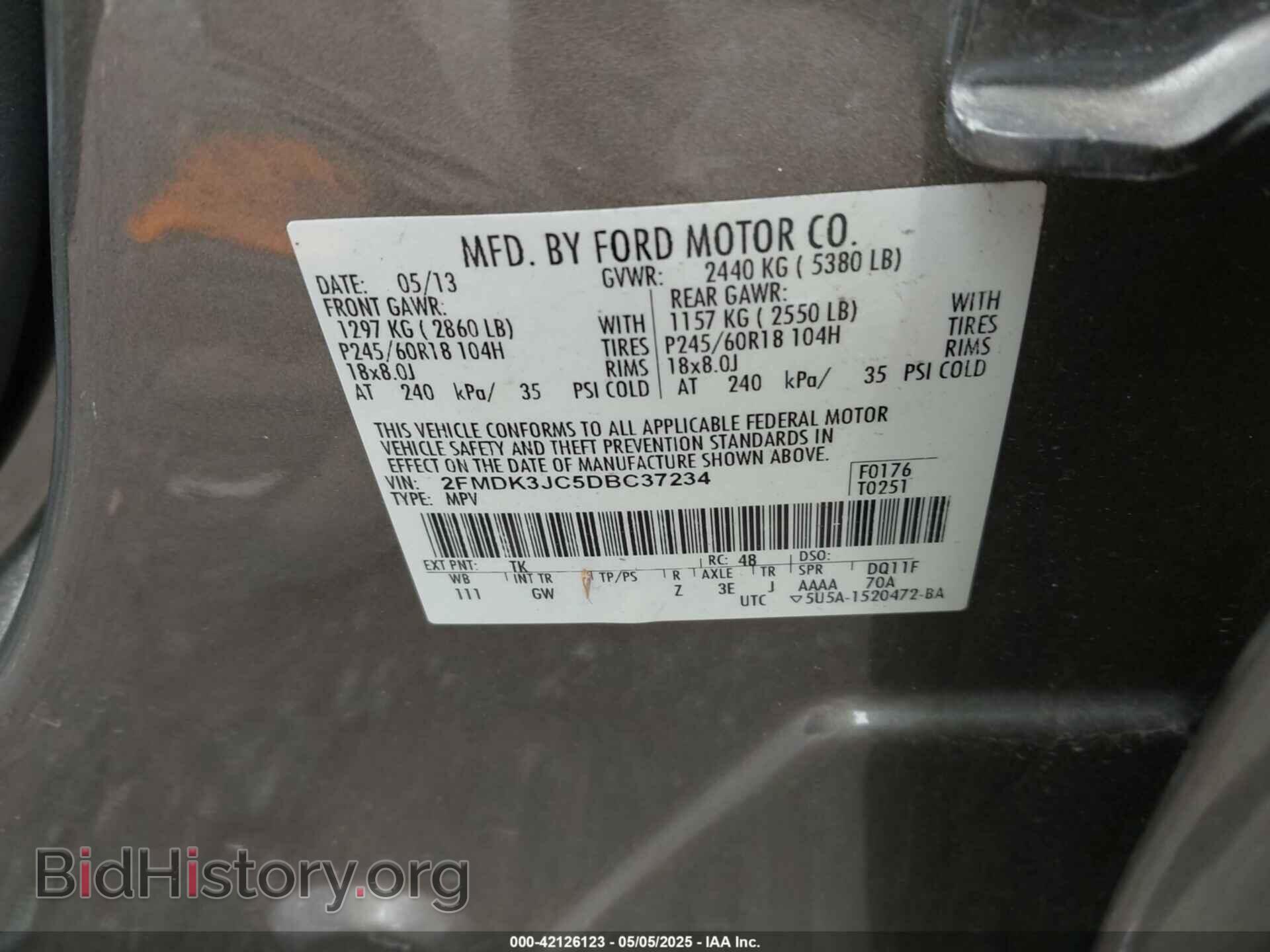 2013 FORD EDGE - VIN: 2FMDK3JC5DBC37234 - Фото 9
