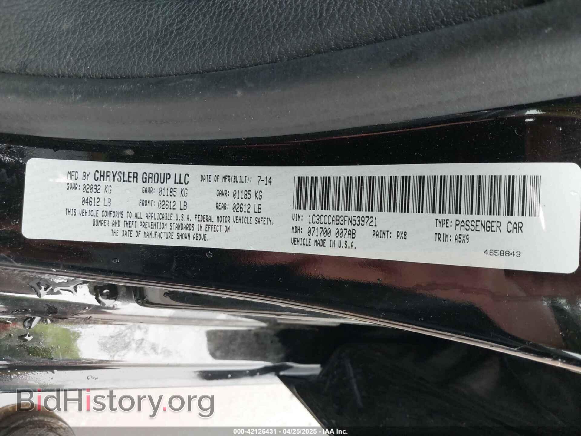 2015 CHRYSLER 200 - VIN: 1C3CCCAB3FN539721 - Фото 9