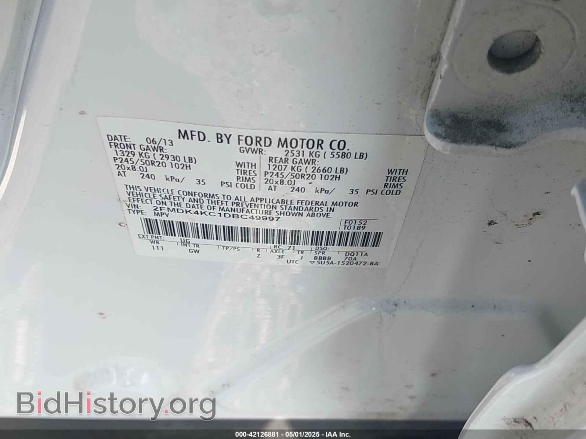 2013 FORD EDGE - VIN: 2FMDK4KC1DBC49997 - Фото 9