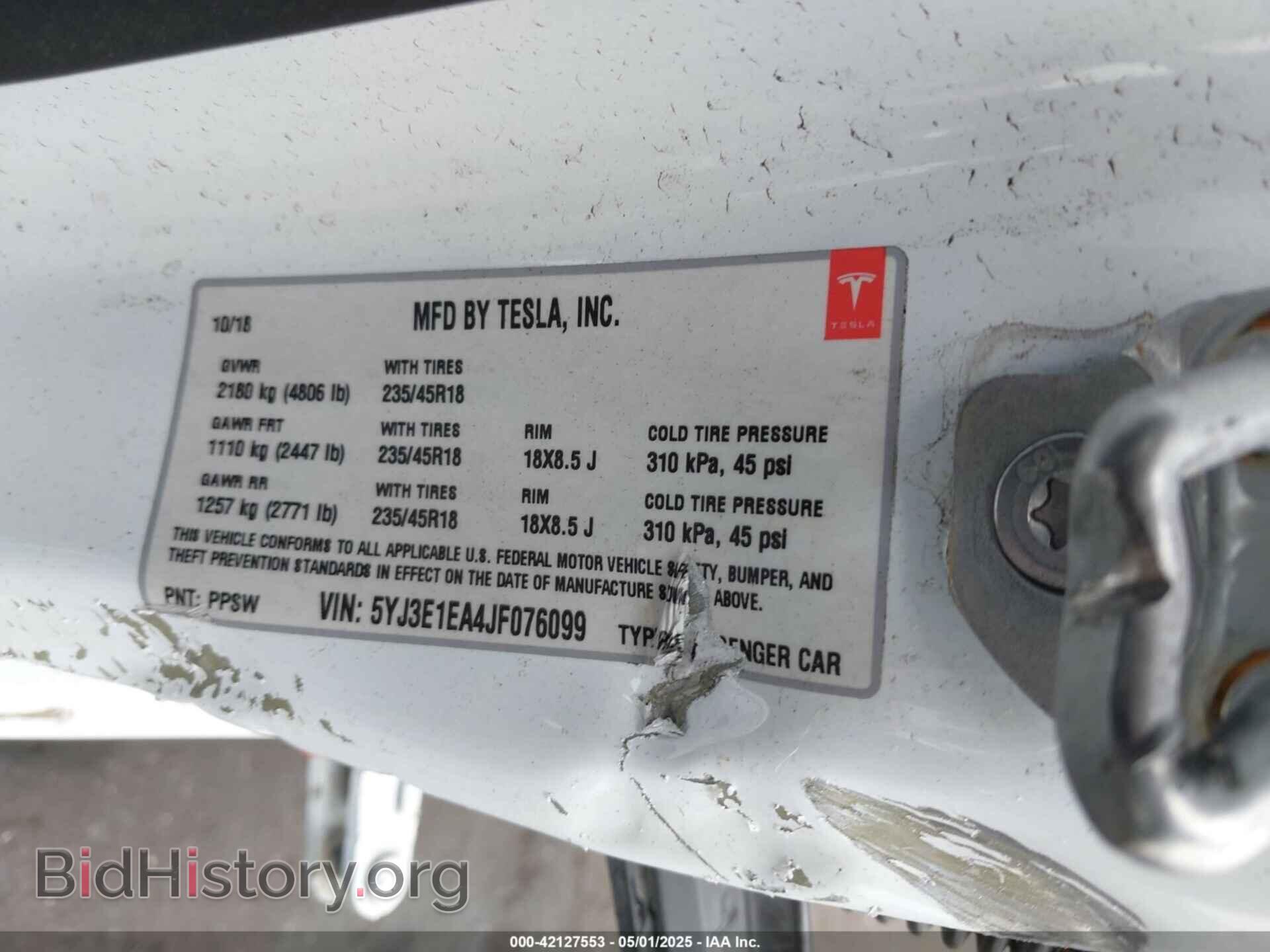 2018 TESLA MODEL 3 - VIN: 5YJ3E1EA4JF076099 - Photo 9