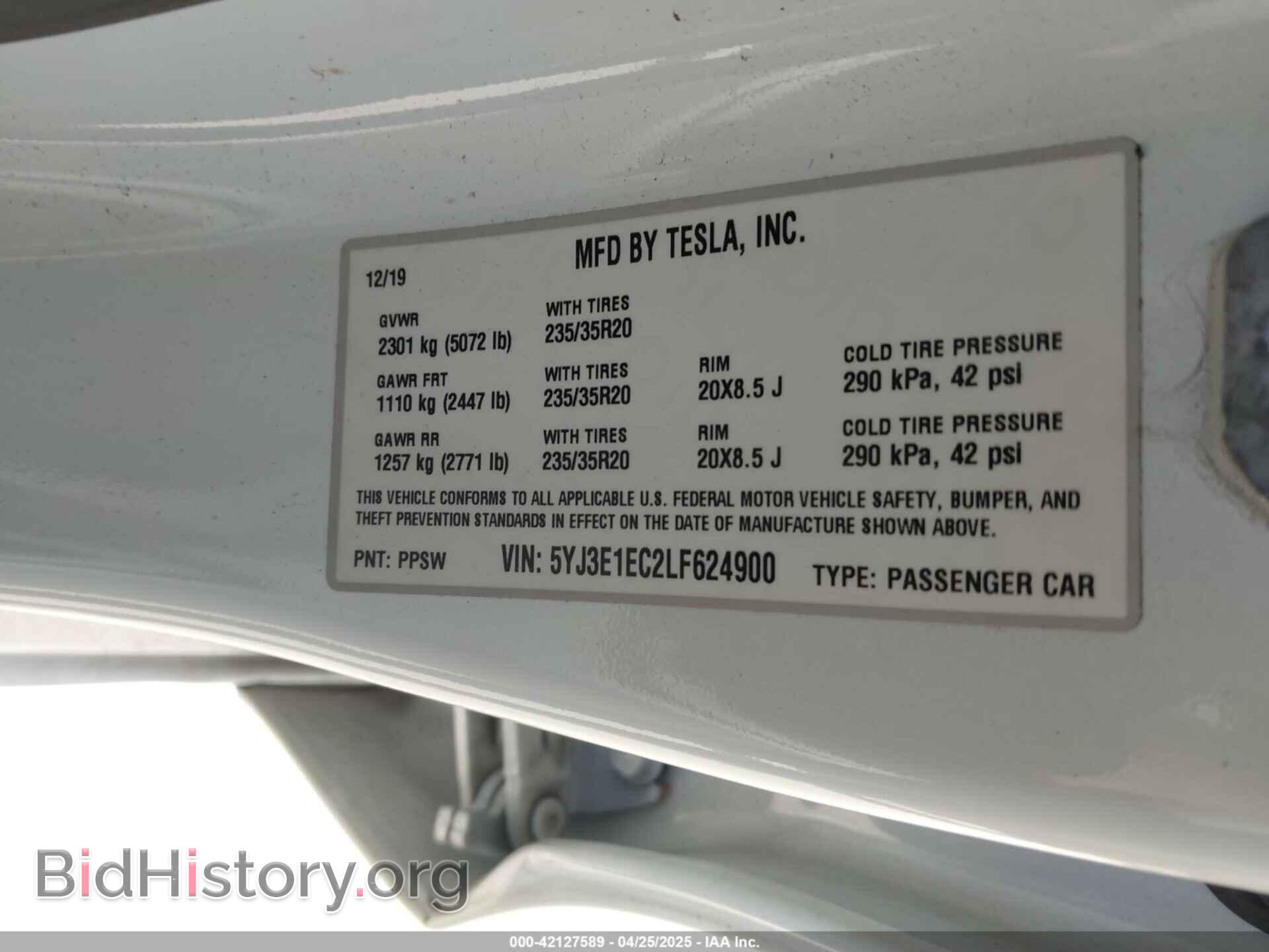 2020 TESLA MODEL 3 - VIN: 5YJ3E1EC2LF624900 - Фото 9
