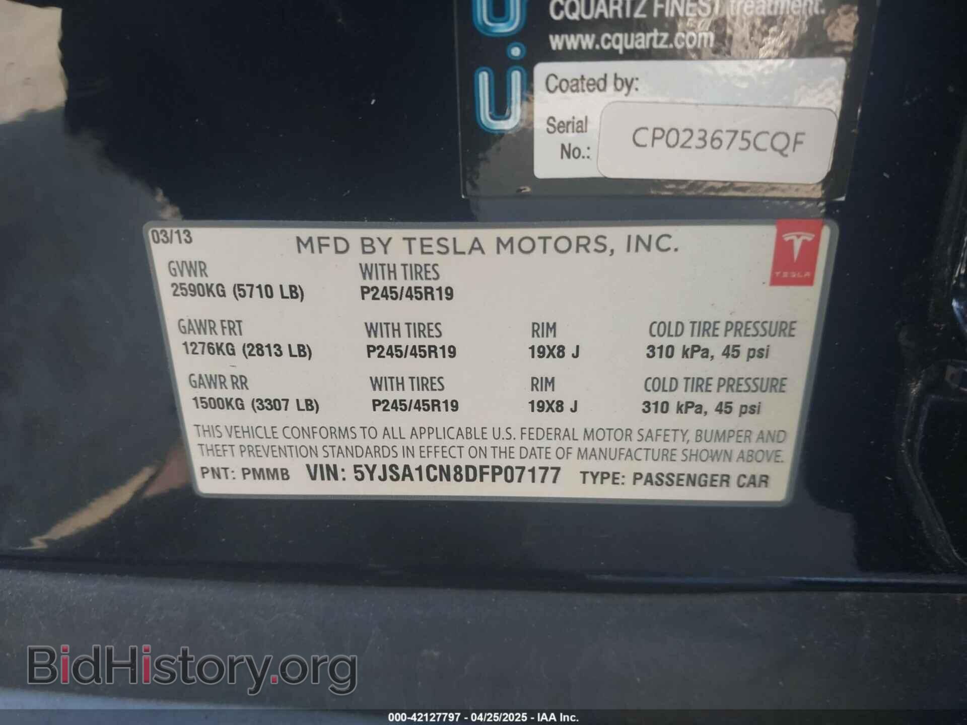 2013 TESLA MODEL S - VIN: 5YJSA1CN8DFP07177 - Photo 9