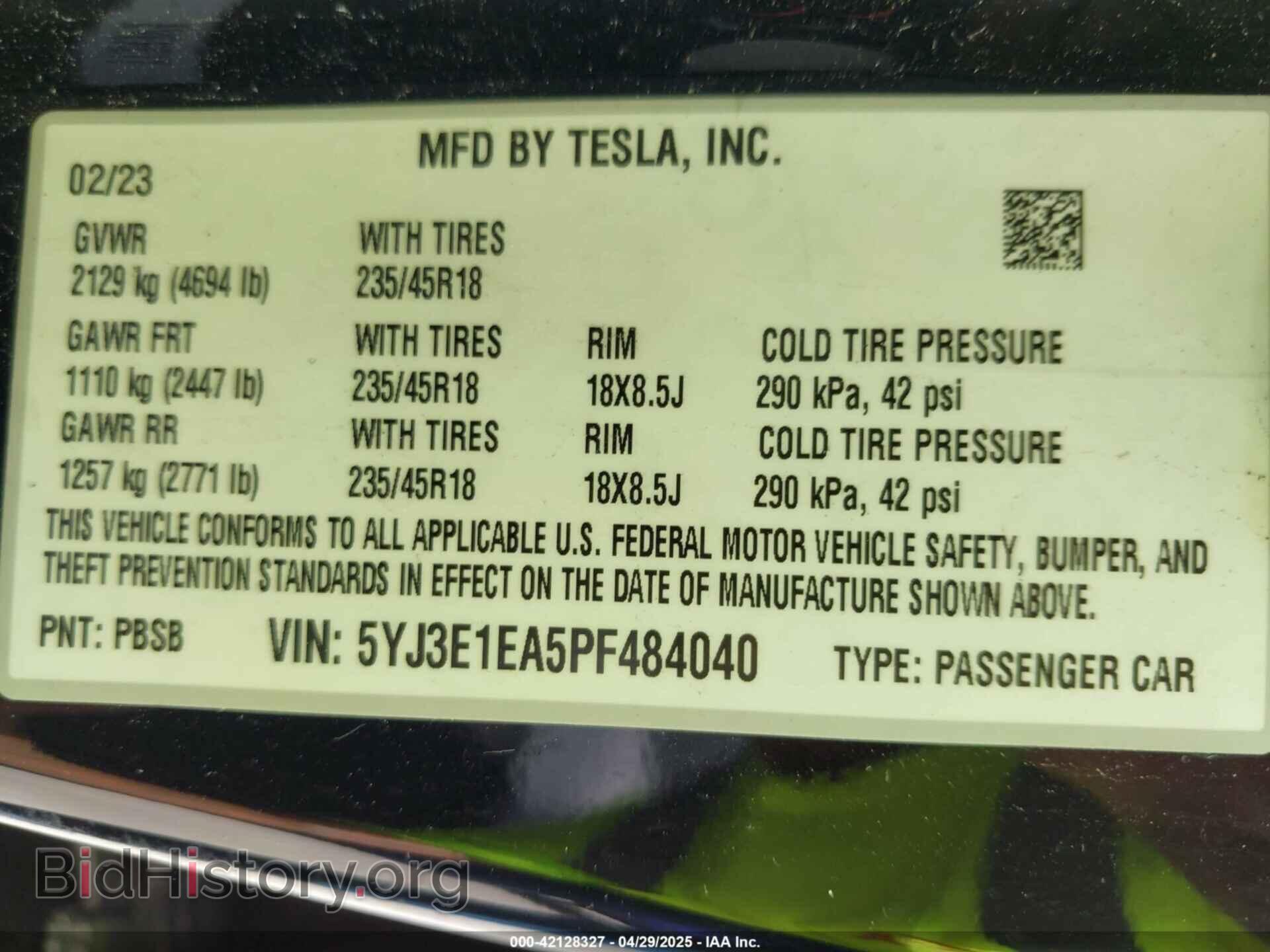2023 TESLA MODEL 3 - VIN: 5YJ3E1EA5PF484040 - Фото 9