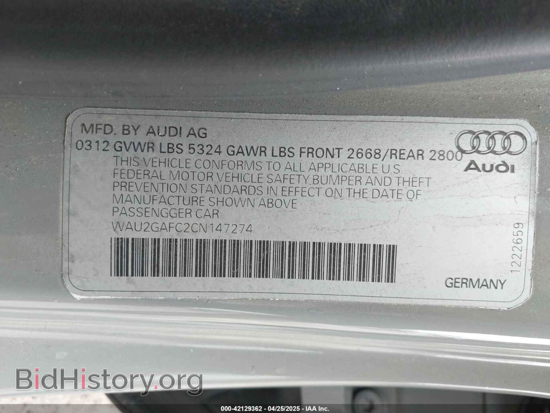 2012 AUDI A7 - VIN: WAU2GAFC2CN147274 - Photo 9