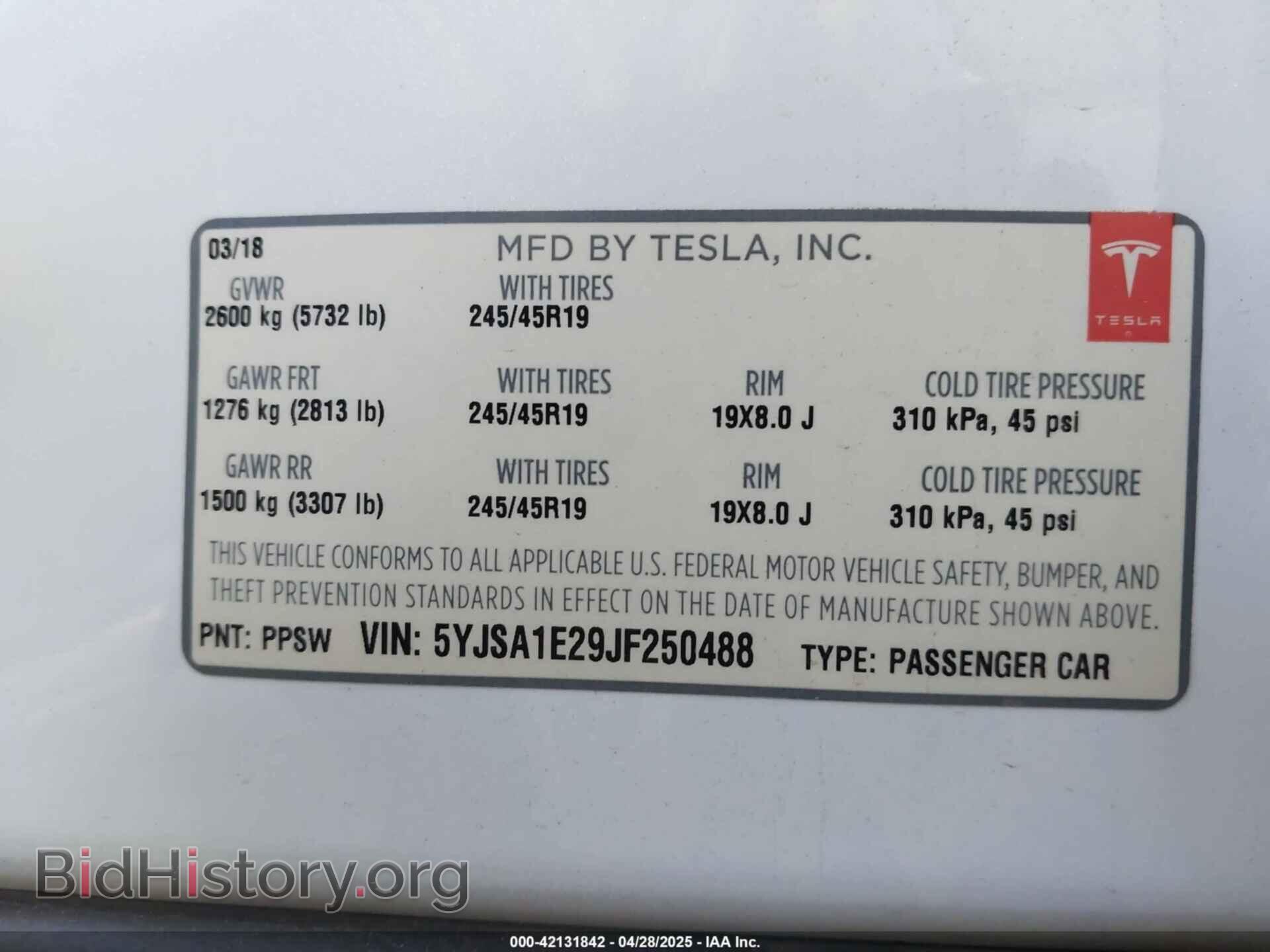 2018 TESLA MODEL S - VIN: 5YJSA1E29JF250488 - Photo 9