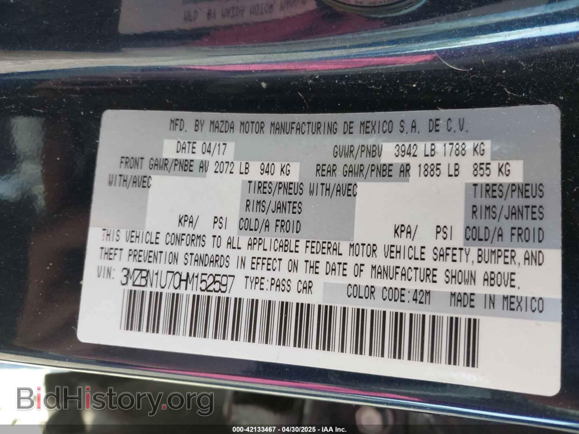2017 MAZDA MAZDA3 - VIN: 3MZBN1U70HM152597 - Фото 9
