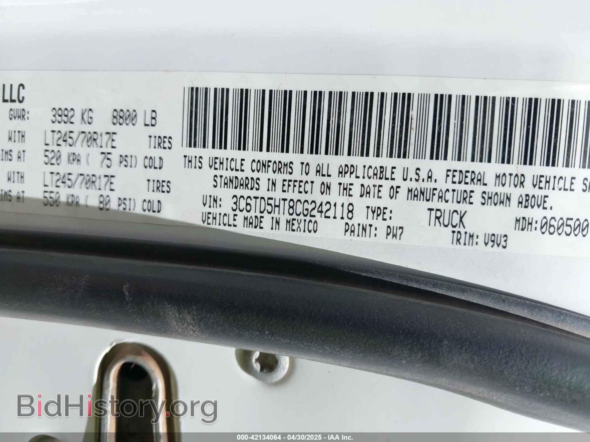 2012 RAM 2500 - VIN: 3C6TD5HT8CG242118 - Фото 8