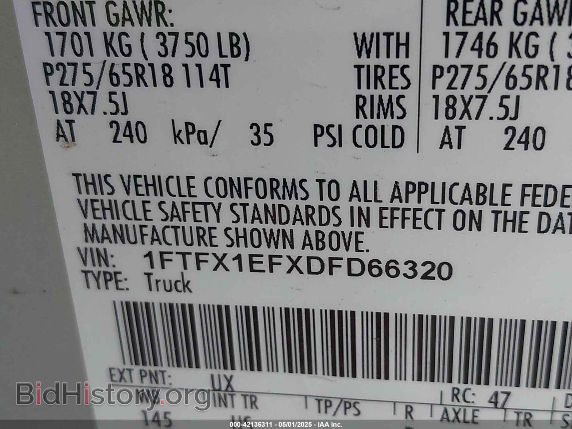 2013 FORD F-150 - VIN: 1FTFX1EFXDFD66320 - Фото 9