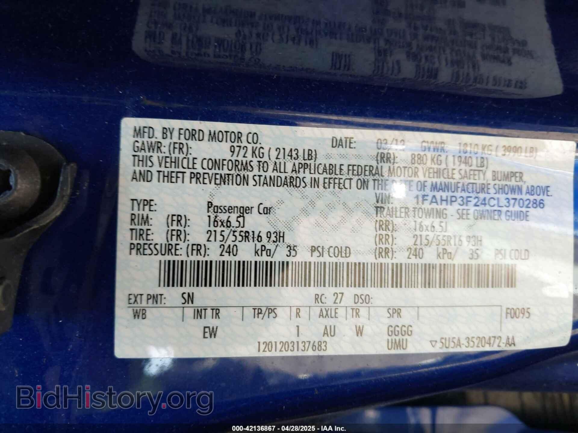 2012 FORD FOCUS - VIN: 1FAHP3F24CL370286 - Photo 9