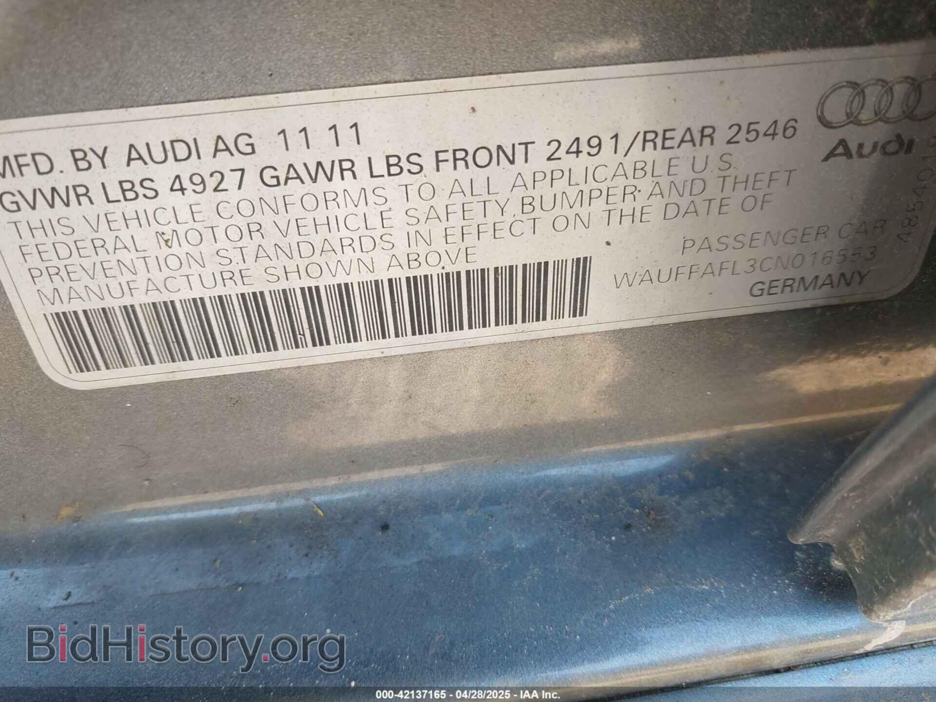 2012 AUDI A4 - VIN: WAUFFAFL3CN016553 - Фото 9