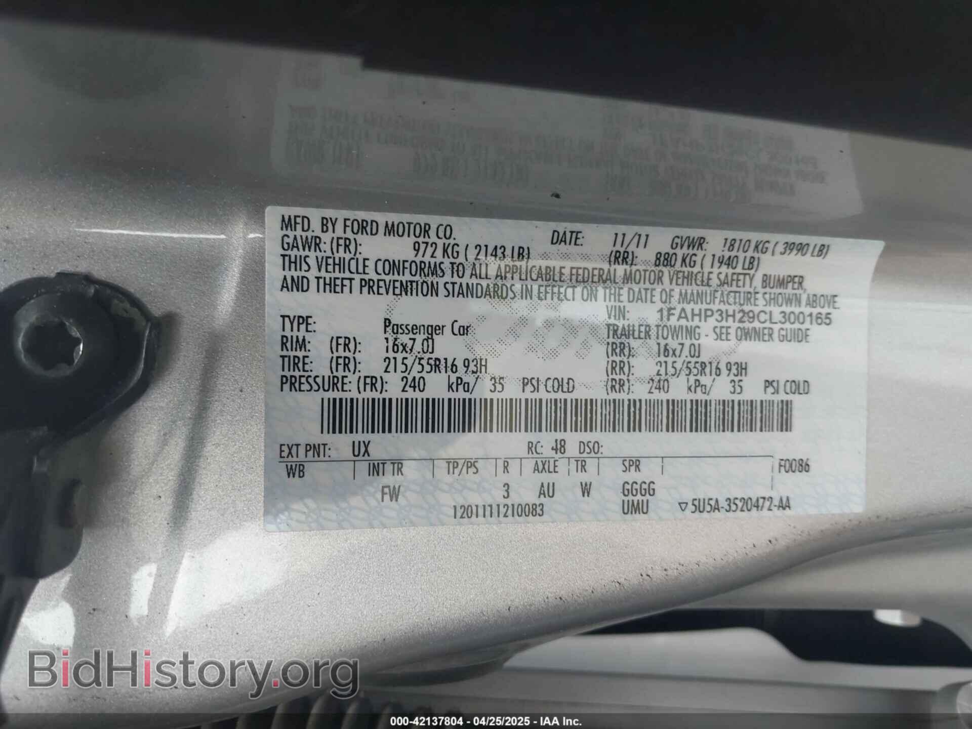 2012 FORD FOCUS - VIN: 1FAHP3H29CL300165 - Фото 9