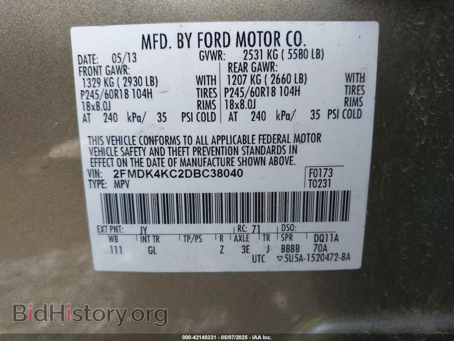 2013 FORD EDGE - VIN: 2FMDK4KC2DBC38040 - Photo 9