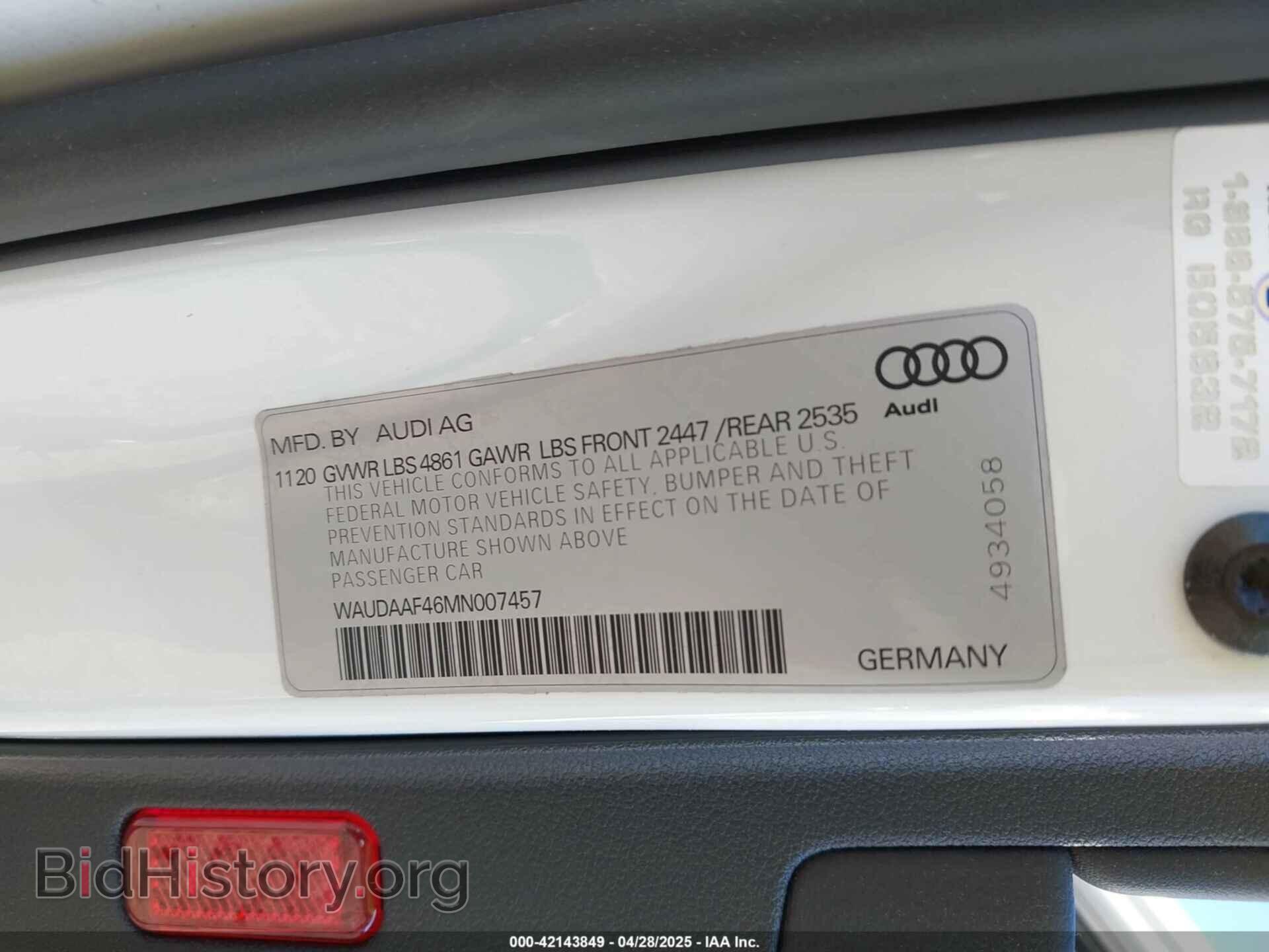 2021 AUDI A4 - VIN: WAUDAAF46MN007457 - Фото 9