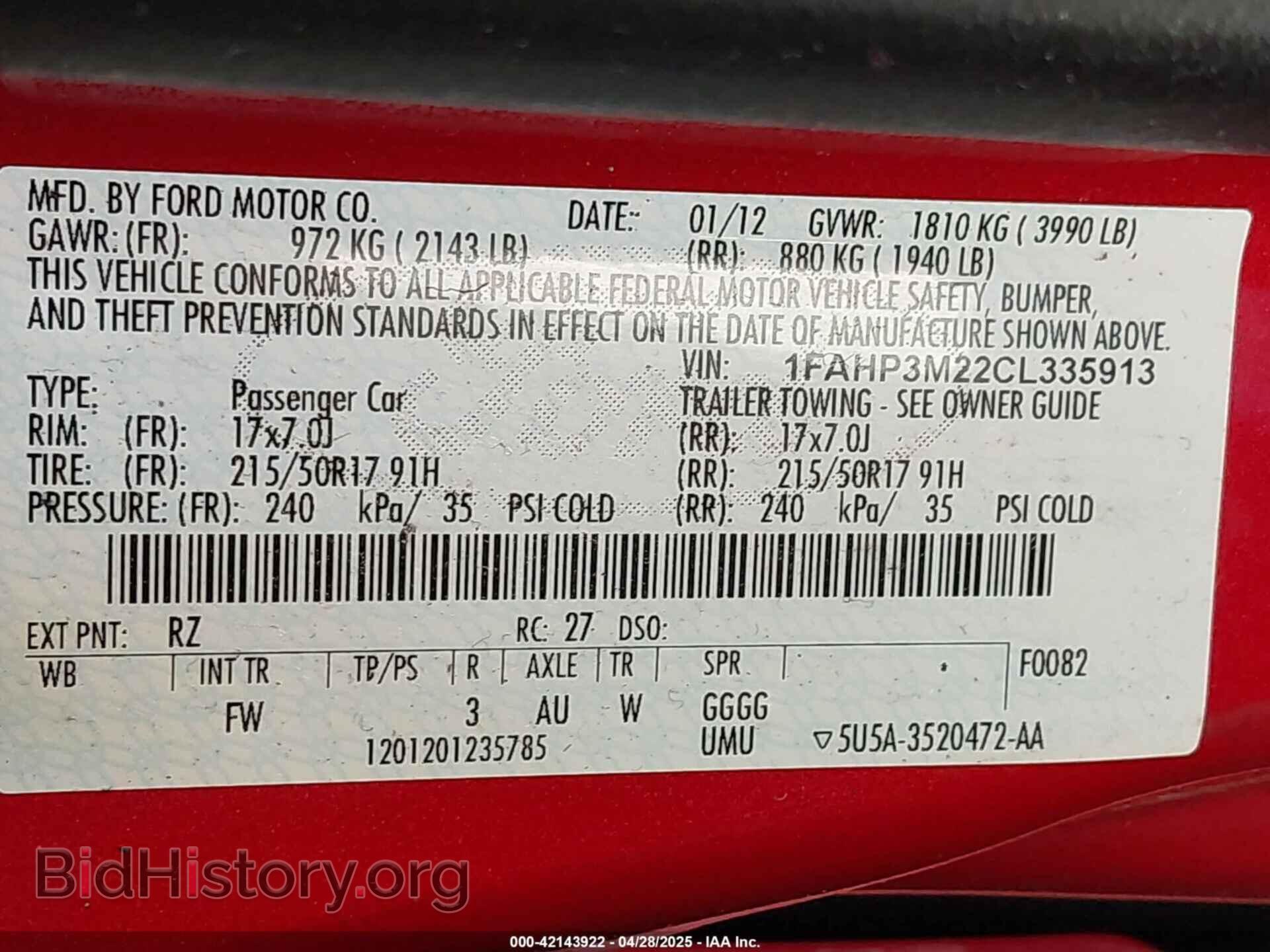 2012 FORD FOCUS - VIN: 1FAHP3M22CL335913 - Фото 9
