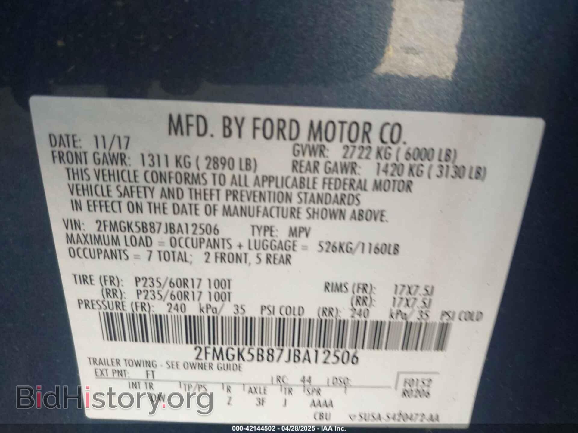2018 FORD FLEX - VIN: 2FMGK5B87JBA12506 - Photo 9