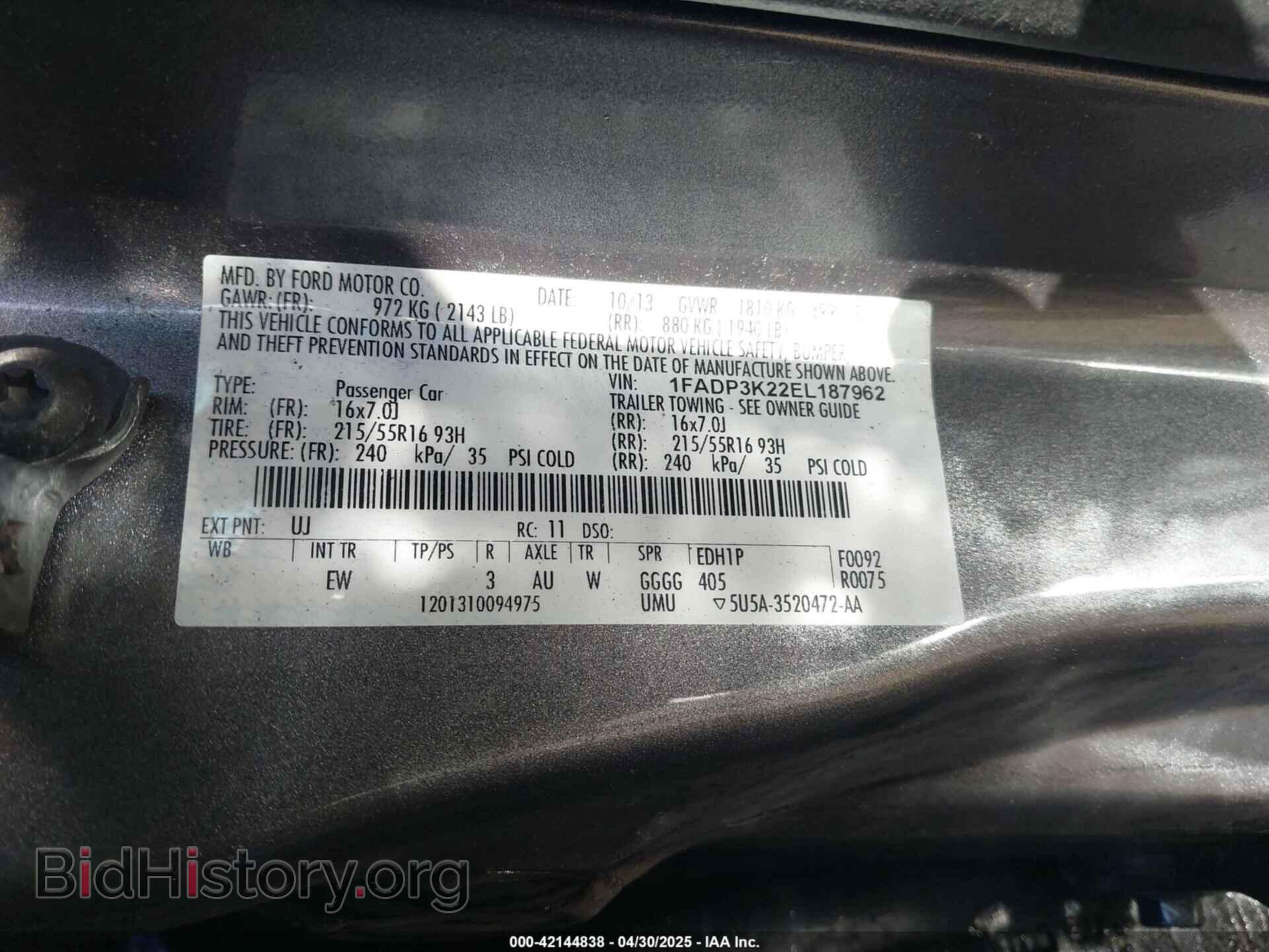 2014 FORD FOCUS - VIN: 1FADP3K22EL187962 - Фото 9