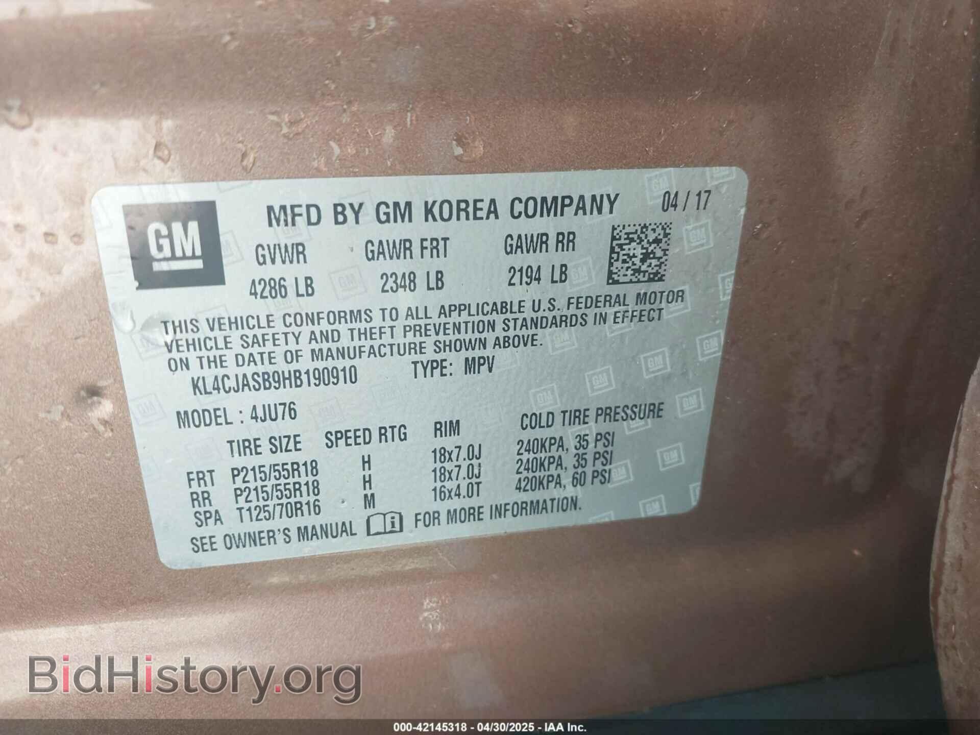 2017 BUICK ENCORE - VIN: KL4CJASB9HB190910 - Photo 9