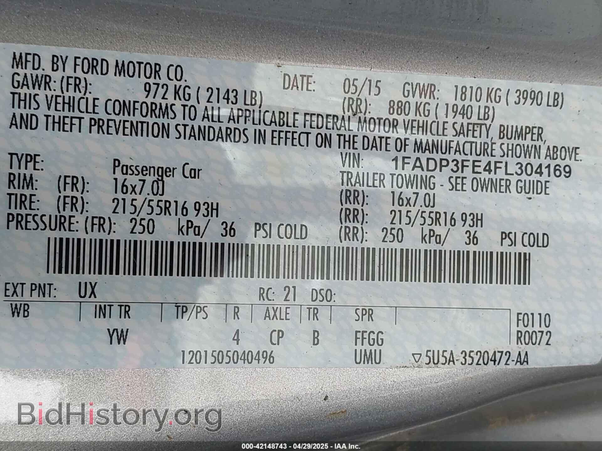 2015 FORD FOCUS - VIN: 1FADP3FE4FL304169 - Фото 9