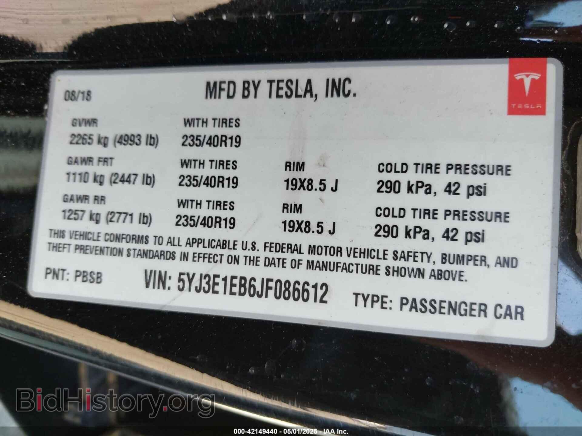 2018 TESLA MODEL 3 - VIN: 5YJ3E1EB6JF086612 - Photo 9