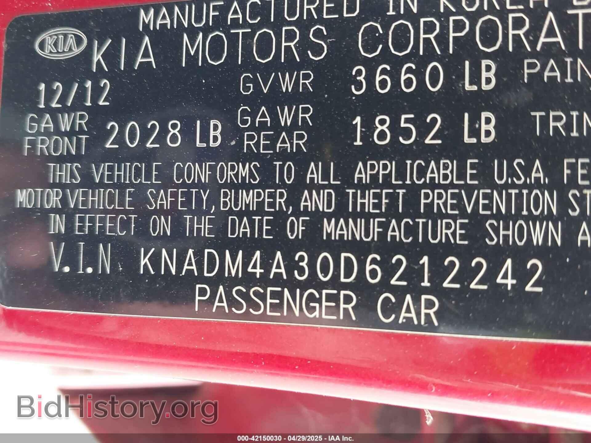 2013 KIA RIO - VIN: KNADM4A30D6212242 - Фото 9