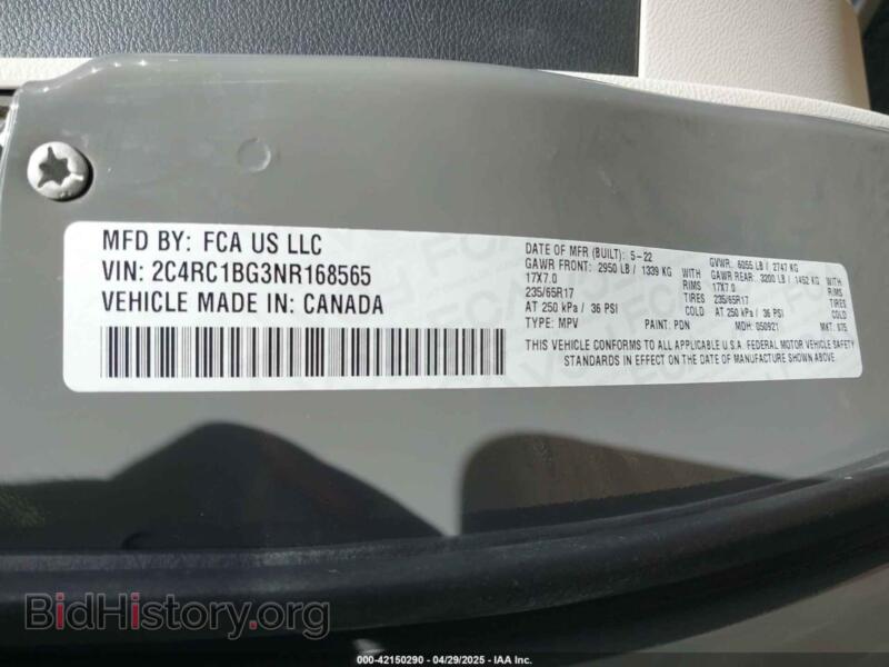 2022 Chrysler PACIFICA (VIN 2C4RC1BG3NR168565) — photo 9 of 20
